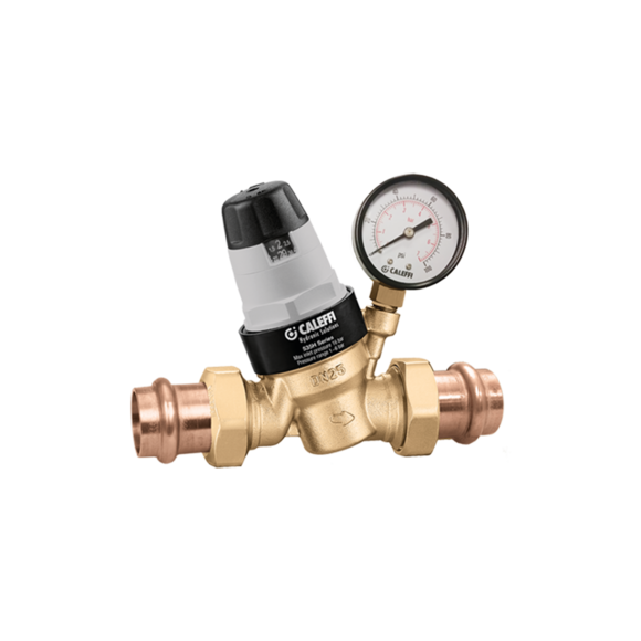 Caleffi 535661HA PresCal™ Pressure Reducing Valve with Gauge (low lead, pre-adjustable), 1" Press Union - Edmondson Supply
