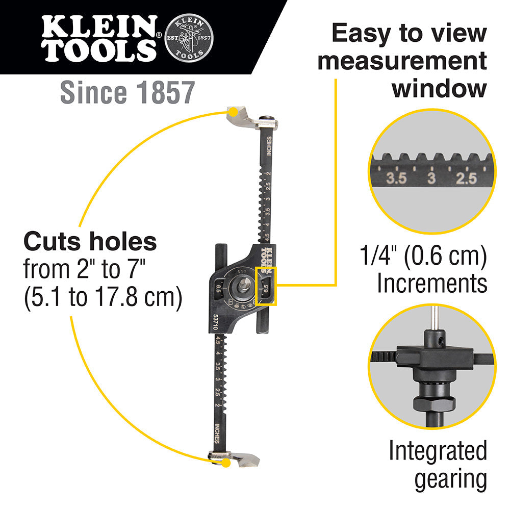 Klein Tools 53710 Adjustable Hole Saw with Auto-Set Arms - Edmondson Supply