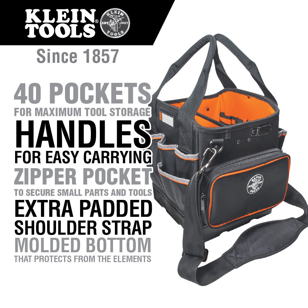 Klein Tools 5541610-14 Tool Bag, Tradesman Pro™ Tool Tote, 40 Pockets, 10-Inch - Edmondson Supply