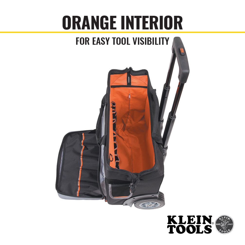 Klein Tools 55452RTB Tool Bag, Tradesman Pro™ Rolling Tool Bag, 24 Pockets, 19-Inch - Edmondson Supply