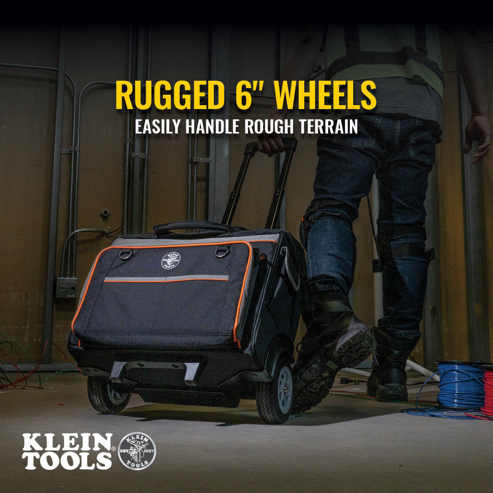 Klein Tools 55452RTB Tool Bag, Tradesman Pro™ Rolling Tool Bag, 24 Pockets, 19-Inch - Edmondson Supply