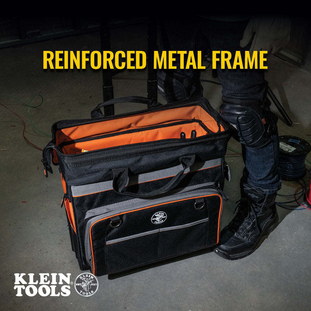 Klein Tools 55452RTB Tool Bag, Tradesman Pro™ Rolling Tool Bag, 24 Pockets, 19-Inch - Edmondson Supply