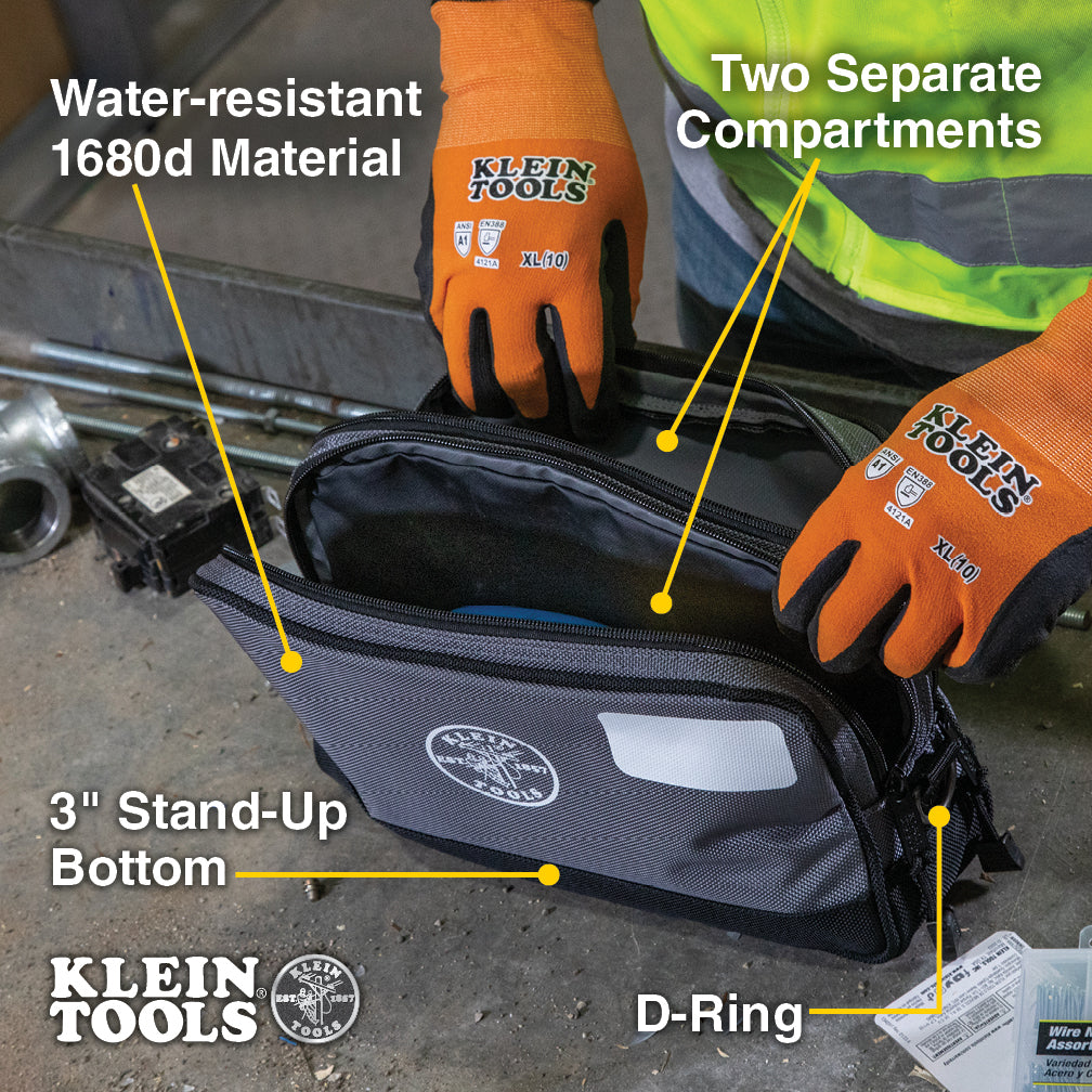 Klein Tools 55583 Double Zipper Bag, 12 x 7-Inch - Edmondson Supply