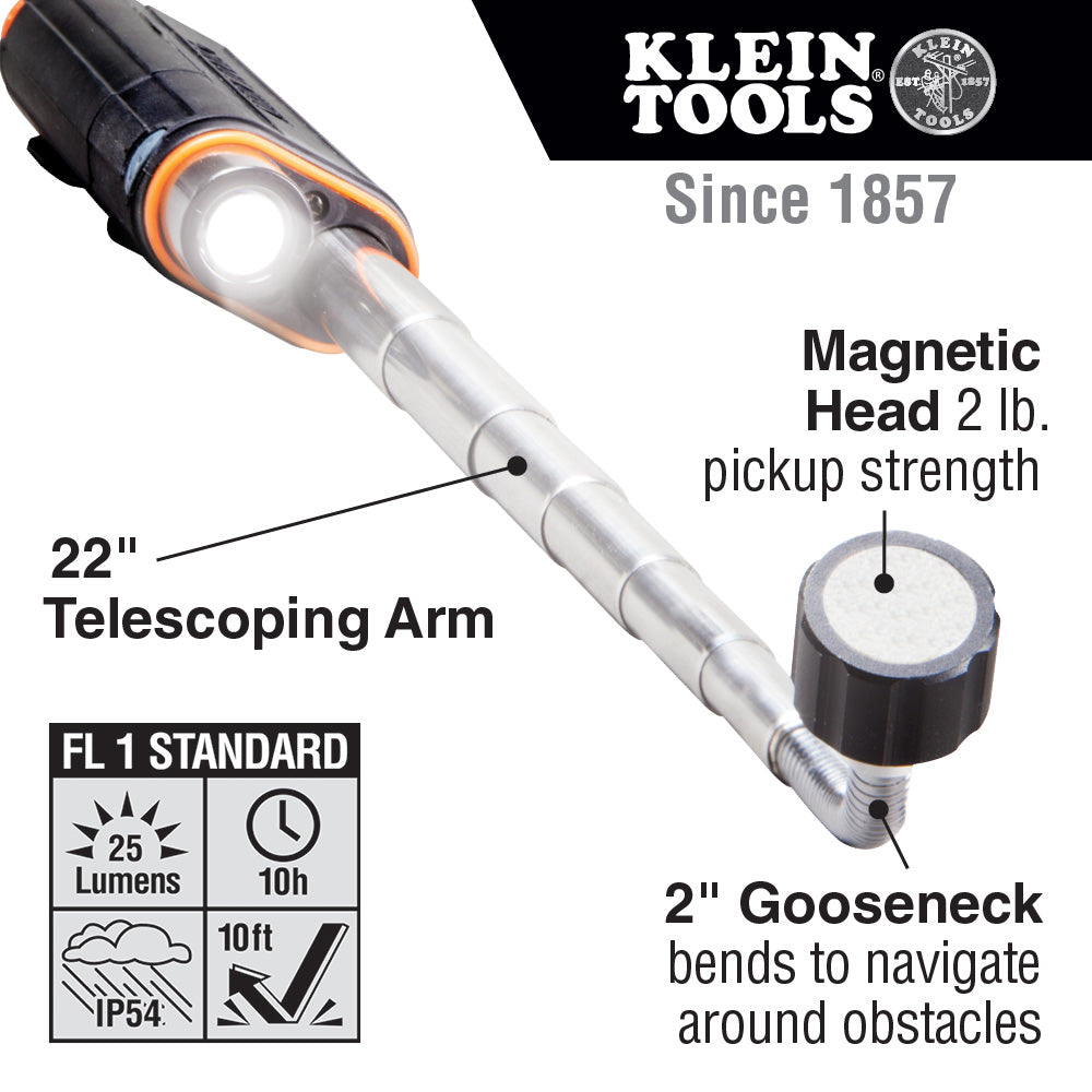 Klein Tools 56027 Telescoping Magnetic LED Light and Pickup Tool - Edmondson Supply