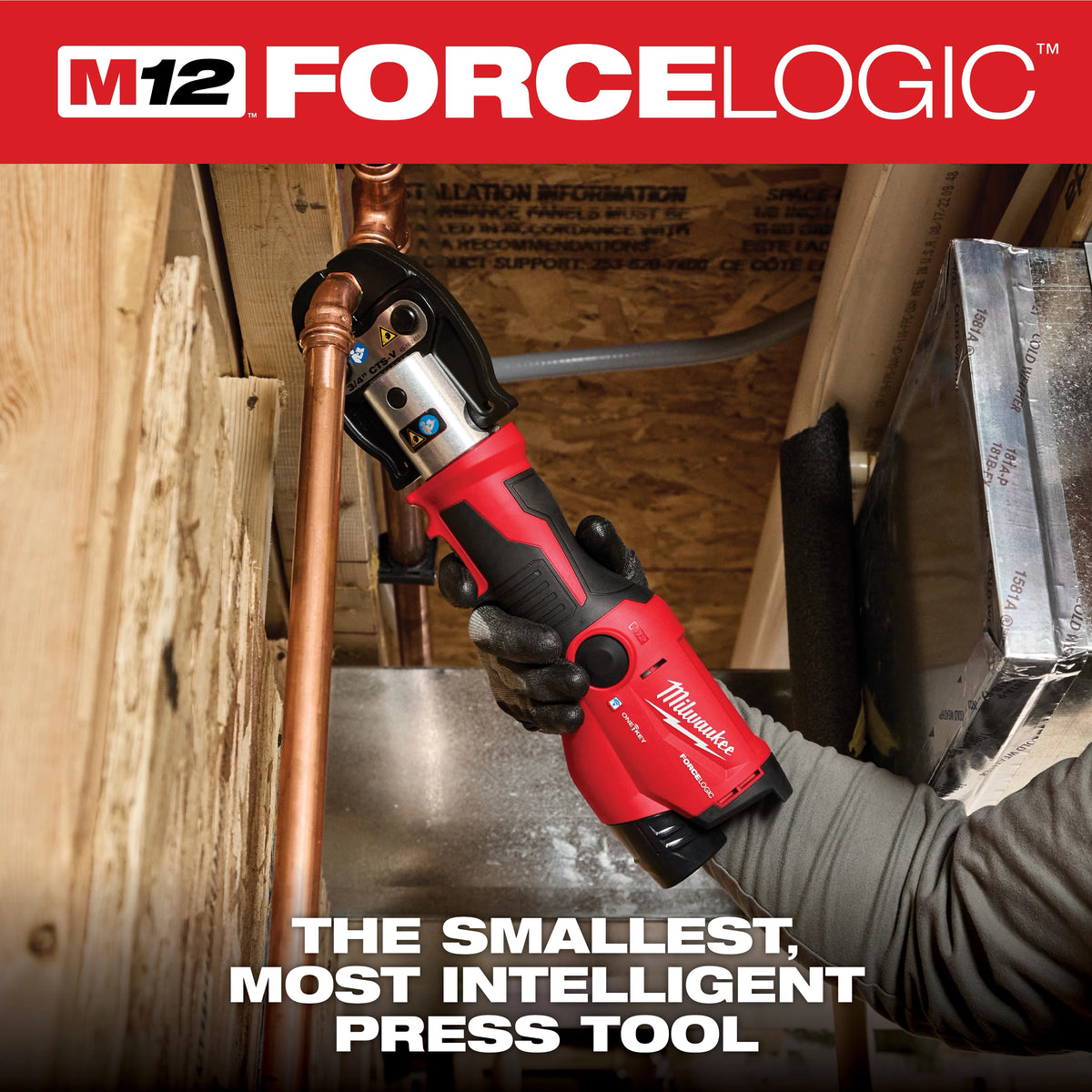 Milwaukee 2573-22 M12™ FORCE LOGIC™ Press Tool Kit w/ ONE‑KEY™ with 1/2" – 1" CTS‑V Jaws - Edmondson Supply