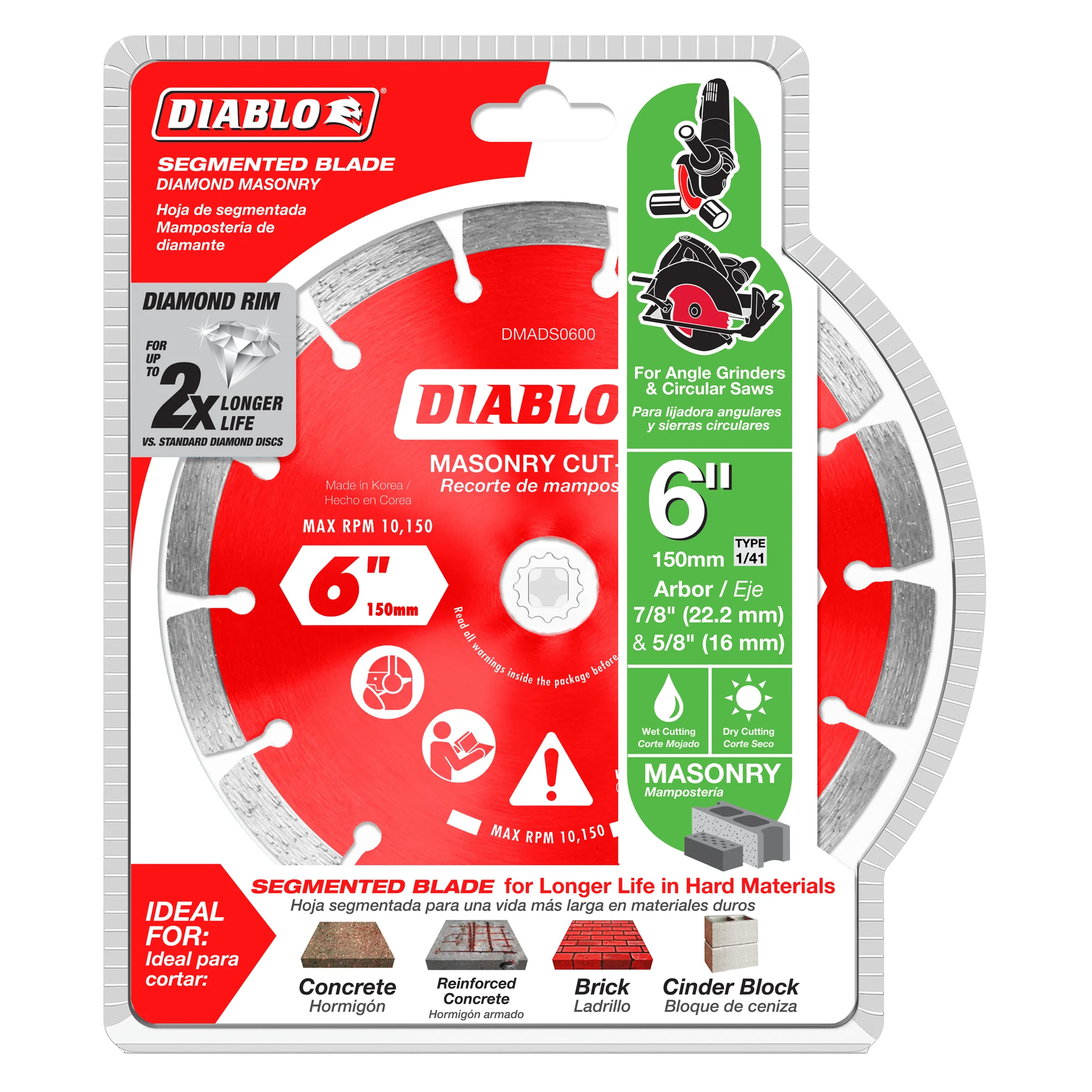 Diablo Tools DMADS0600 6" Diamond Segmented Masonry Cut-Off Disc - Edmondson Supply