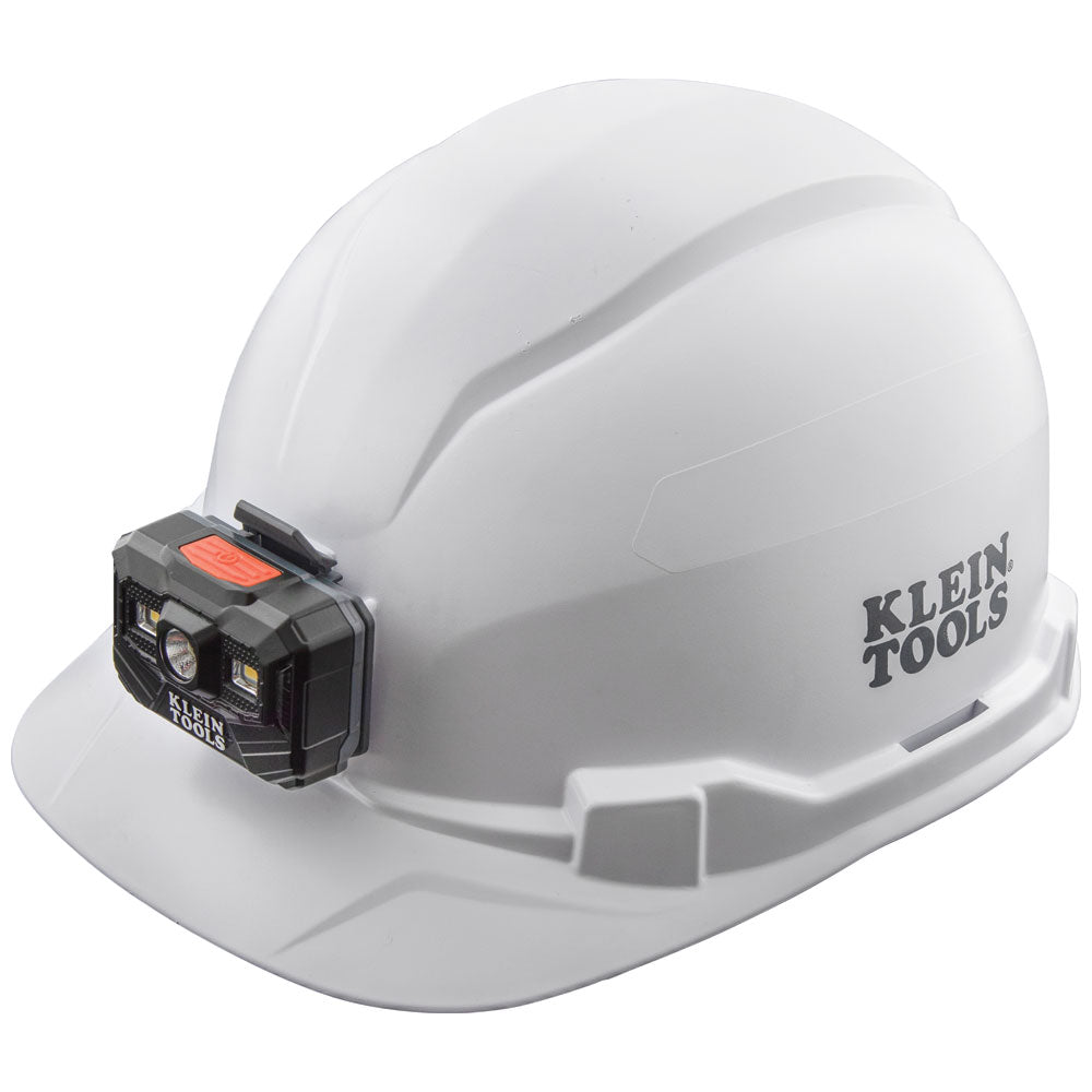 Klein Tools 60107RL Hard Hat, Non-Vented, Cap Style with Rechargeable Headlamp, White - Edmondson Supply