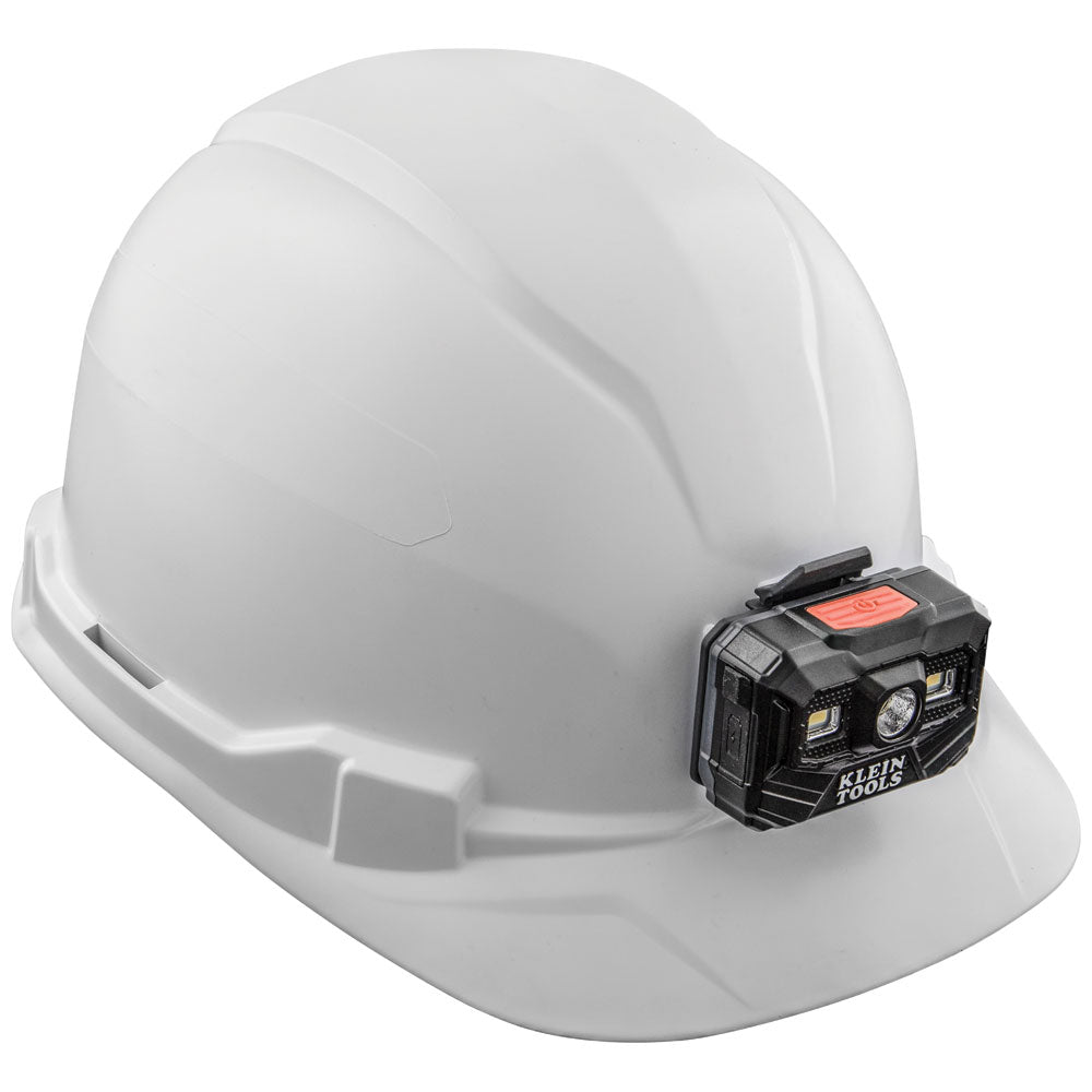 Klein Tools 60107RL Hard Hat, Non-Vented, Cap Style with Rechargeable Headlamp, White - Edmondson Supply
