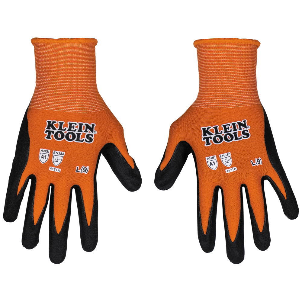 Klein Tools 60672 Knit Dipped Gloves, Cut Level A1, Touchscreen, Large, 1-Pair - Edmondson Supply
