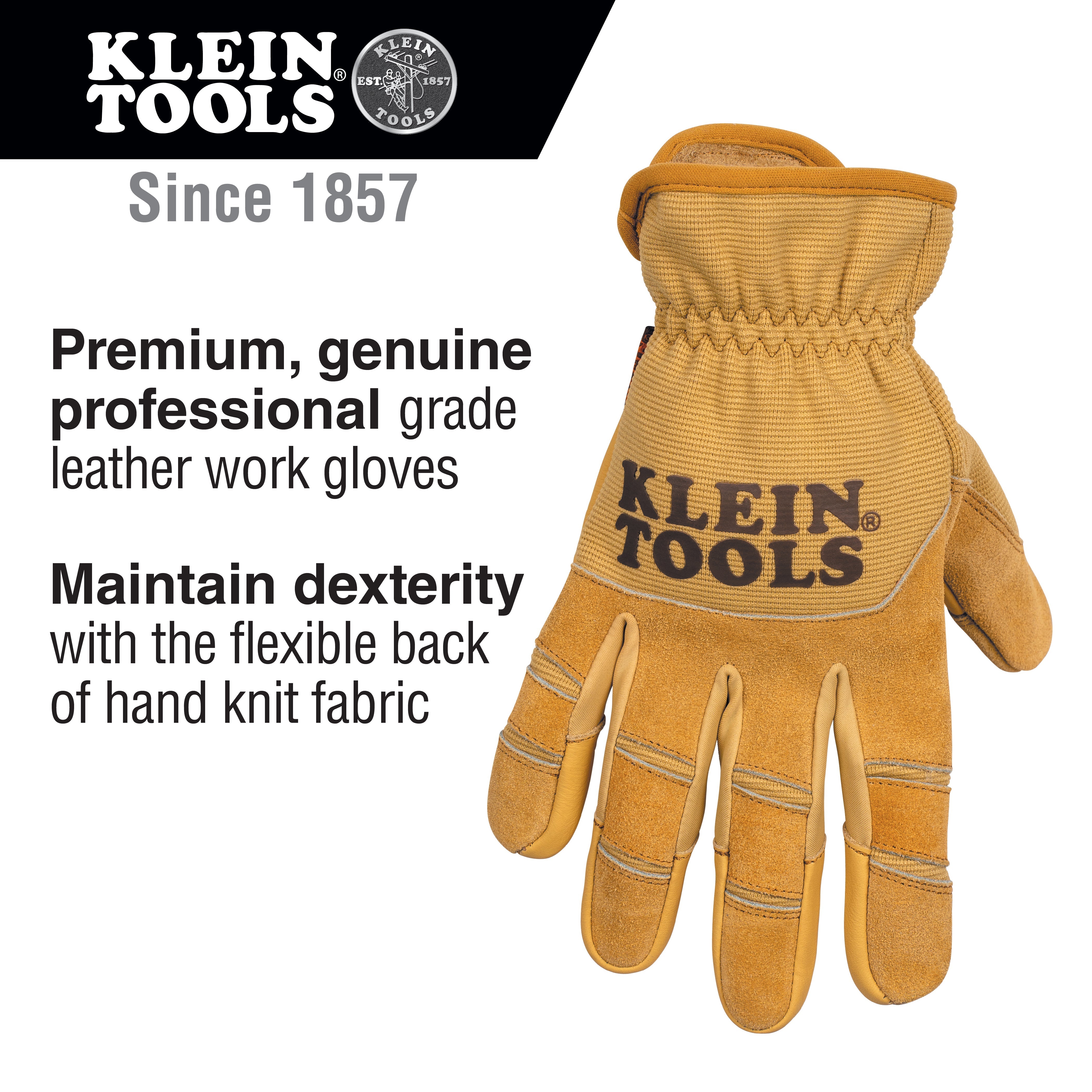 Klein Tools 60607 Leather All Purpose Gloves, Medium - Edmondson Supply