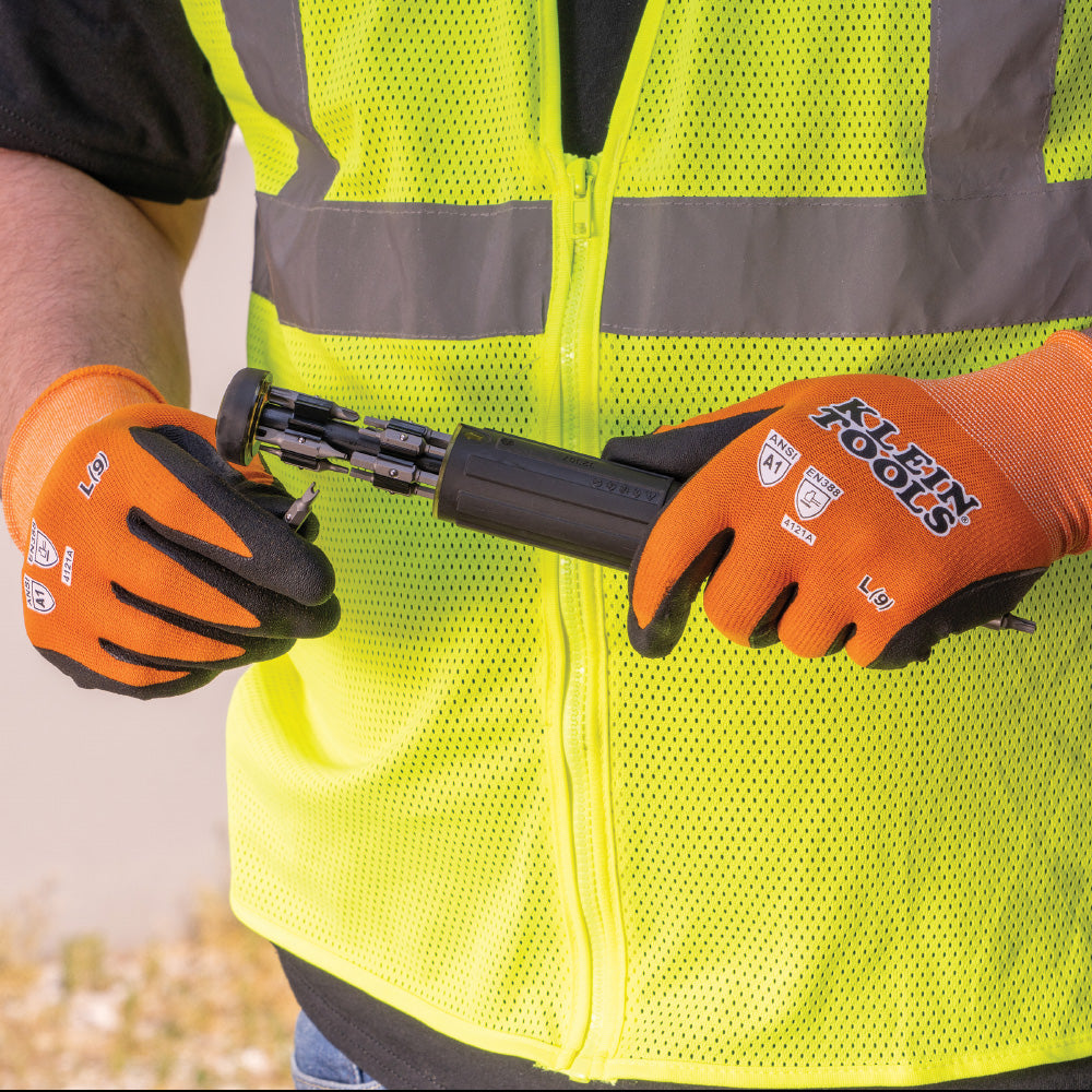 Klein Tools 60673 Knit Dipped Gloves, Cut Level A1, Touchscreen, X-Large, 1-Pair - Edmondson Supply