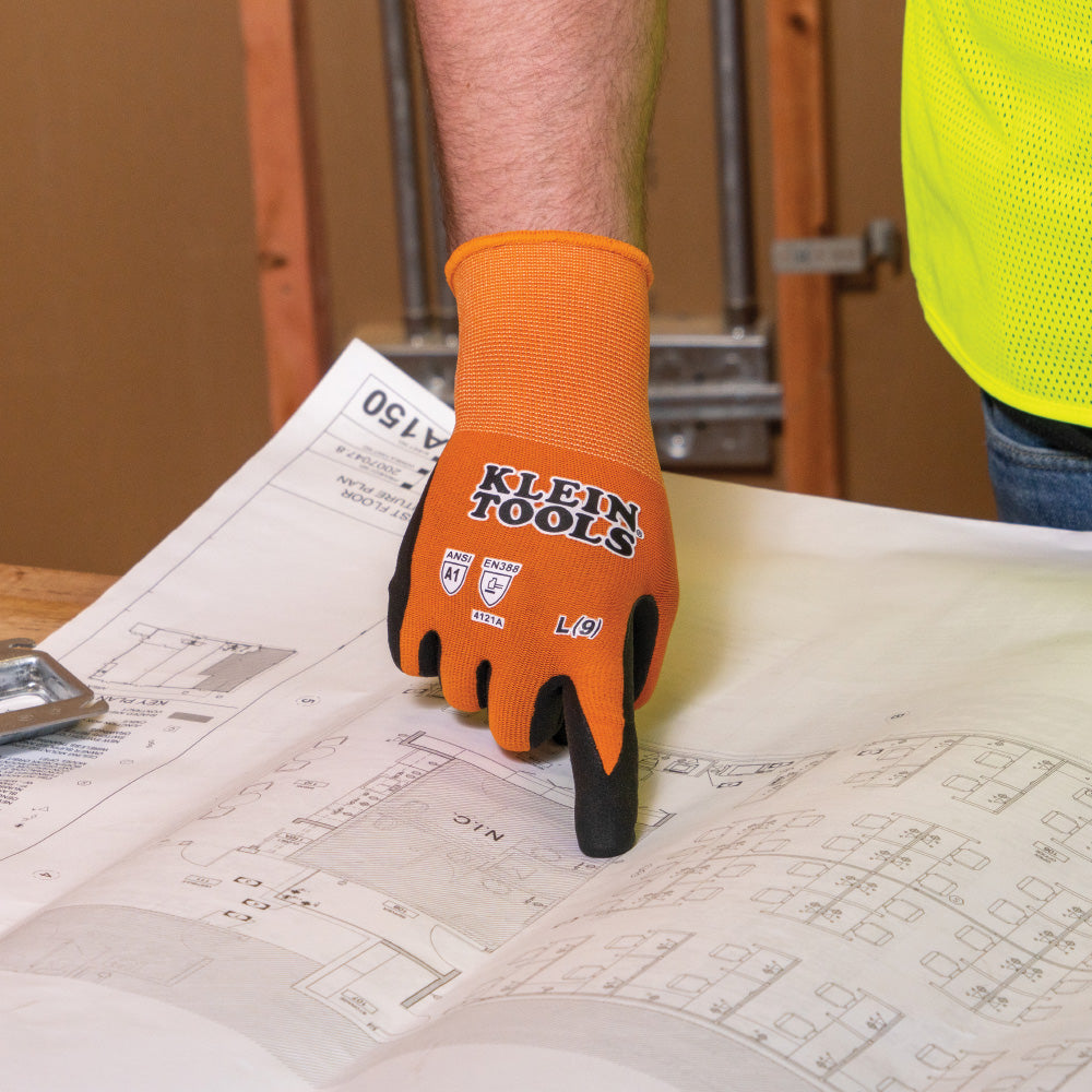 Klein Tools 60673 Knit Dipped Gloves, Cut Level A1, Touchscreen, X-Large, 1-Pair - Edmondson Supply