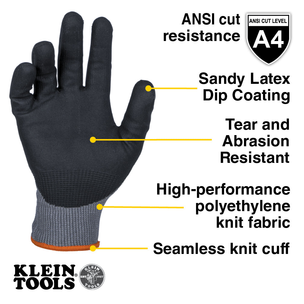 Klein Tools 60840 Winter Knit Dipped Gloves, Cut Level A4, Touchscreen, X-Large - Edmondson Supply
