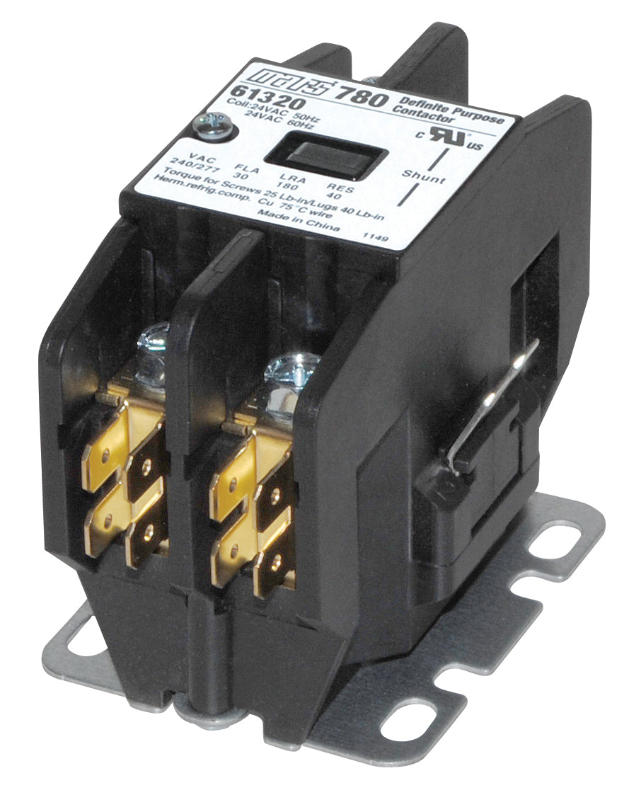Mars 61320 1-1/2 Pole 30 Amp Definite Purpose Contactor, 24V Coil - Edmondson Supply