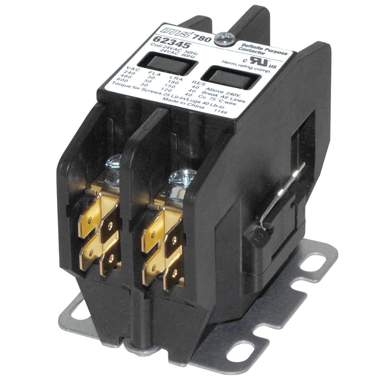 Mars 62345 2 Pole 30 Amp Definite Purpose Contactor, 24V Coil, A2L Compliant - Edmondson Supply