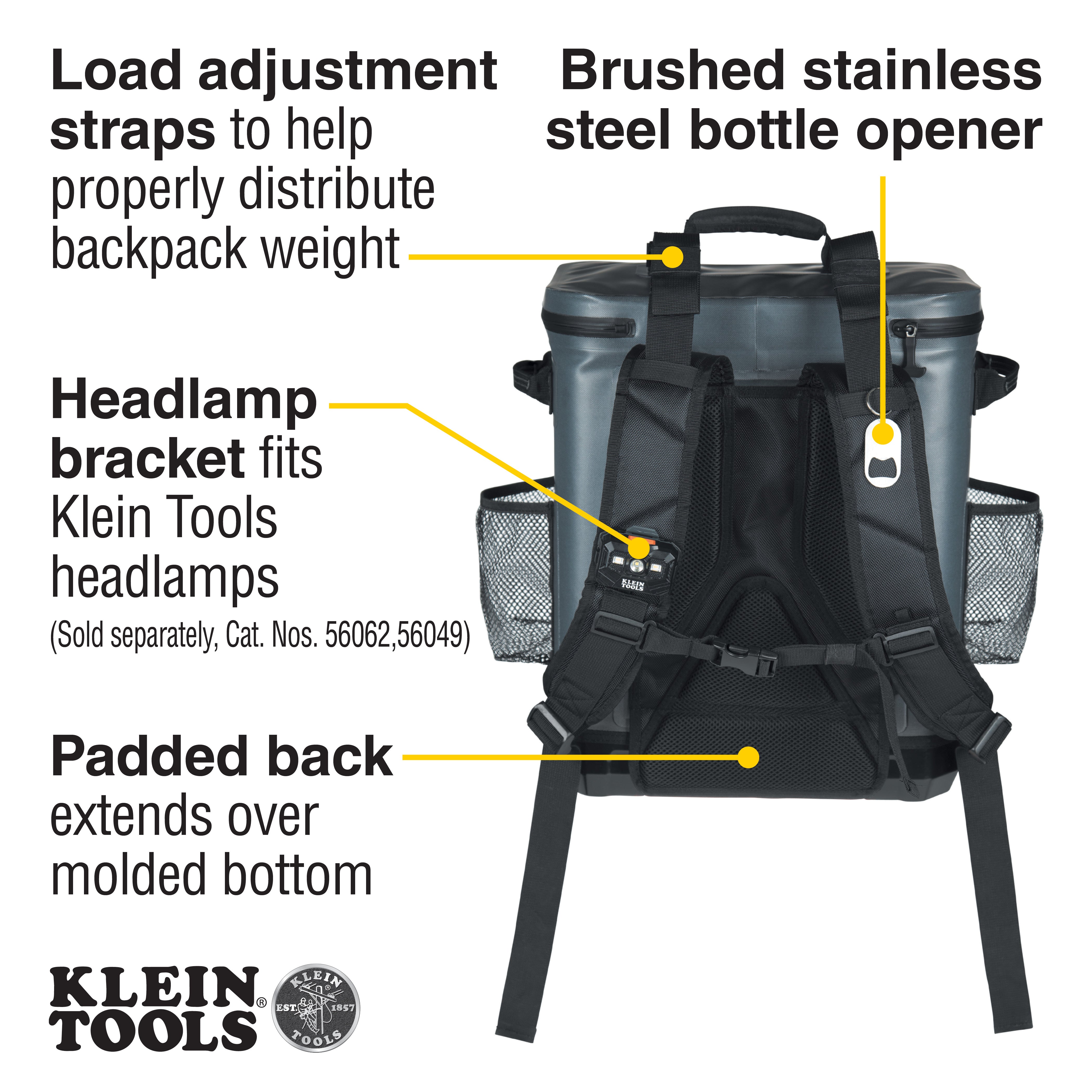 Klein Tools 62810BPCLR Backpack Cooler, Insulated, 30 Can Capacity - Edmondson Supply