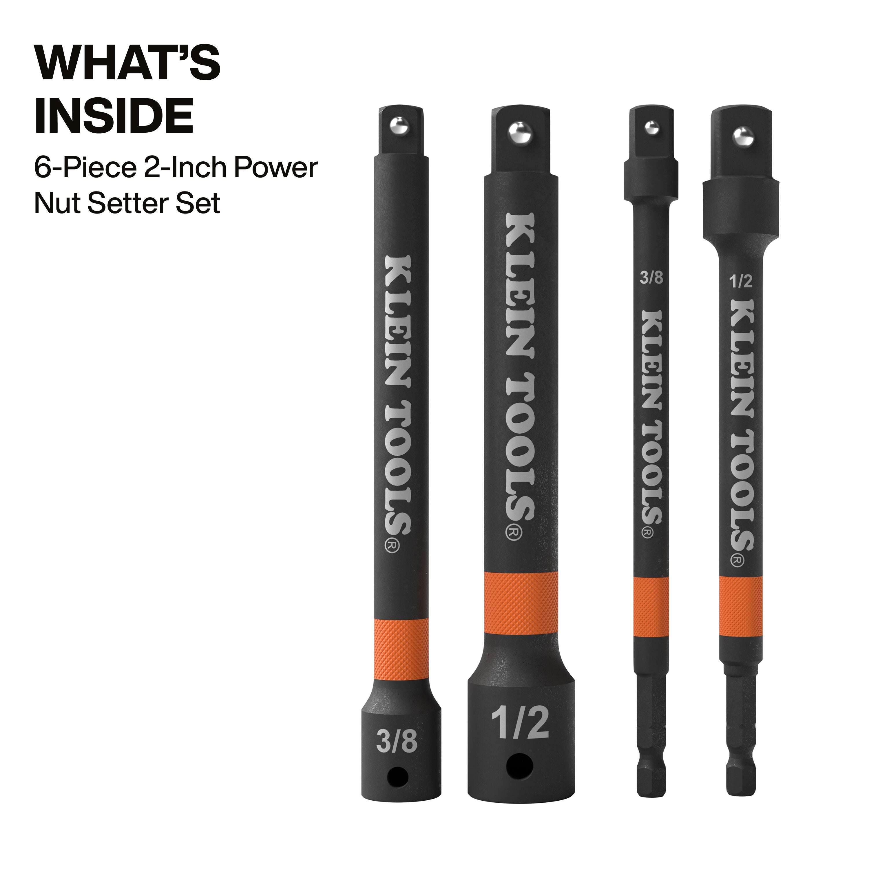 Klein Tools 65038A 6-Inch Impact Driver and Socket Extension Bar Set, 4-Piece - Edmondson Supply