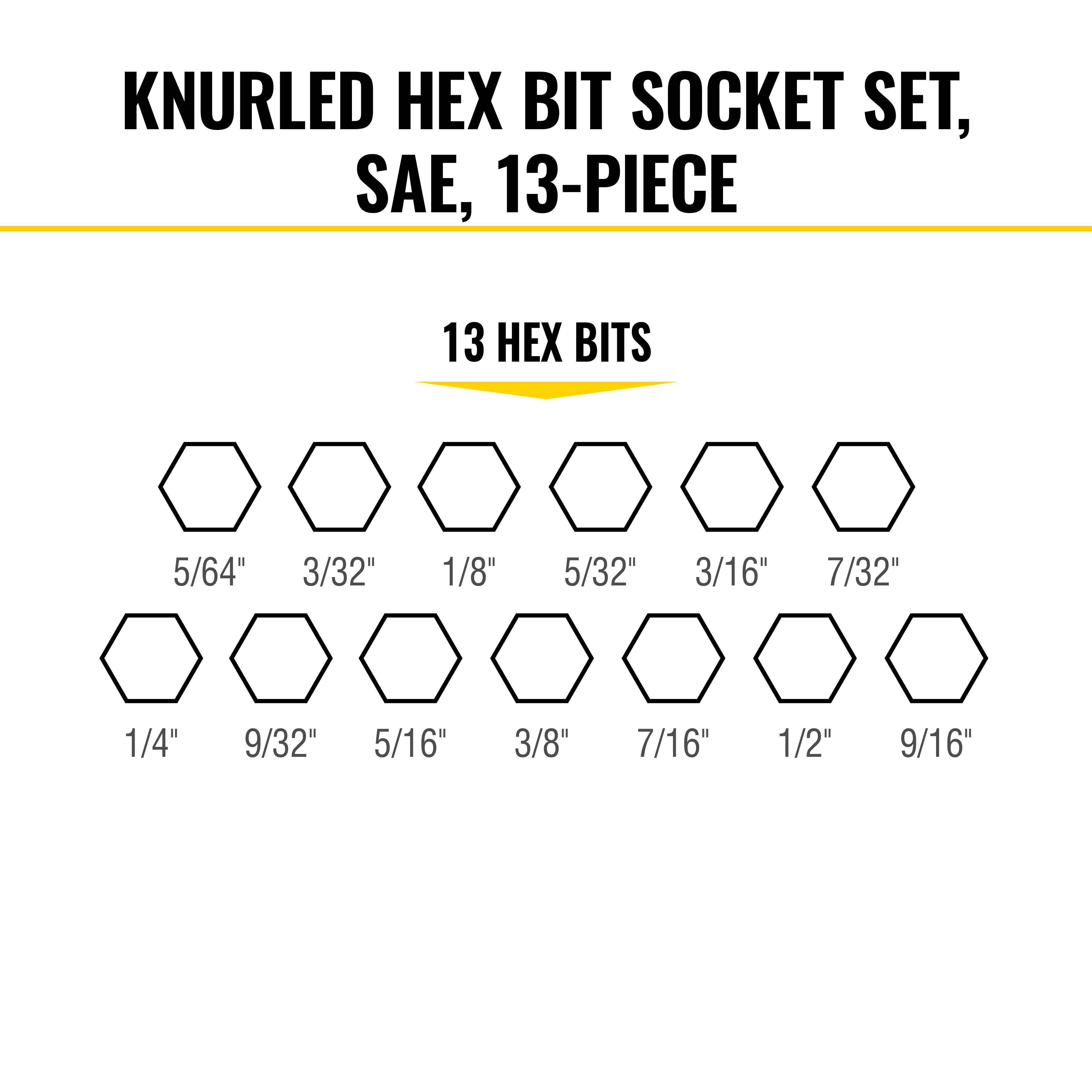 Klein Tools 65213HEX Knurled Hex Bit Socket Set, SAE, 13-Piece - Edmondson Supply