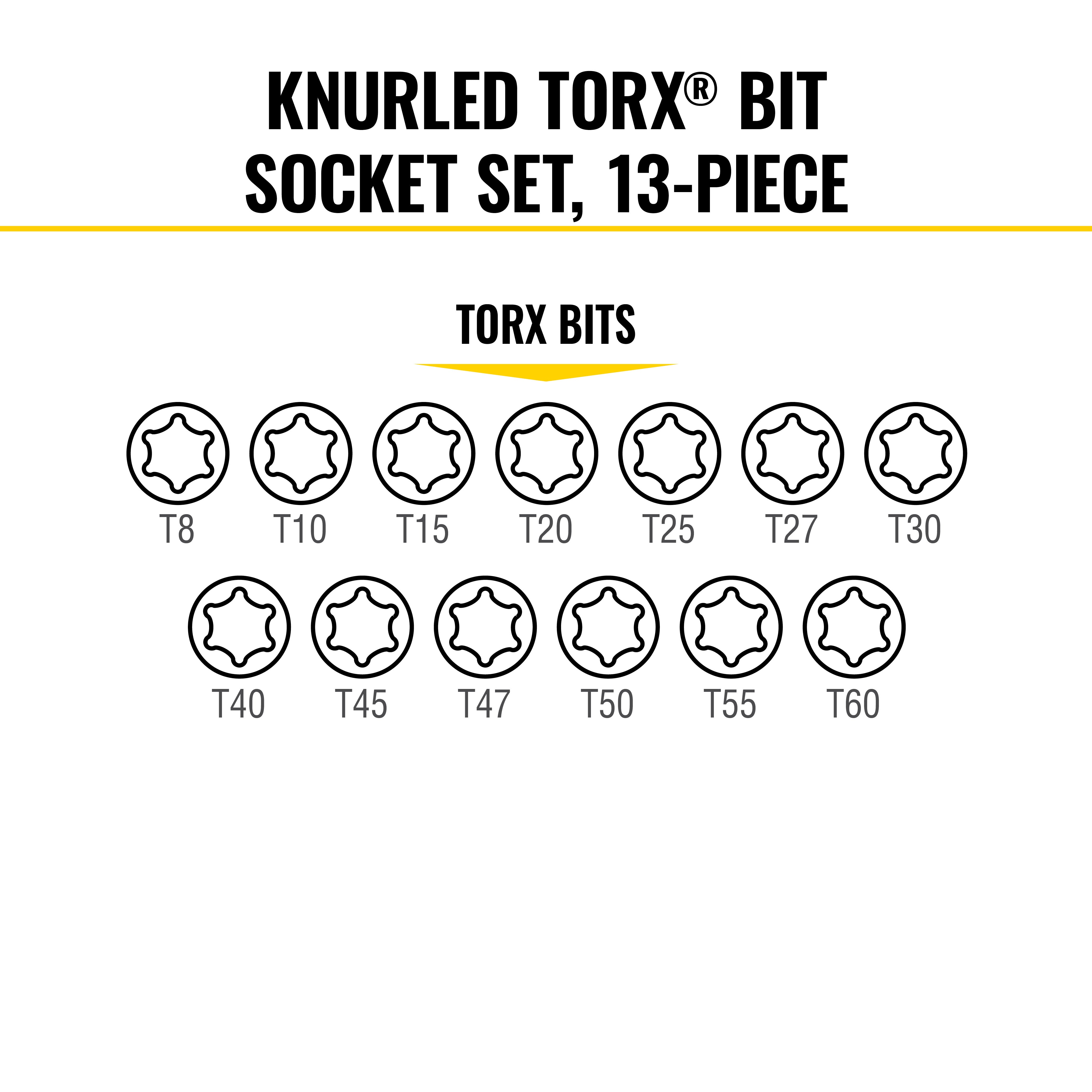 Klein Tools 65213TX Knurled TORX® Bit Socket Set, 13-Piece - Edmondson Supply