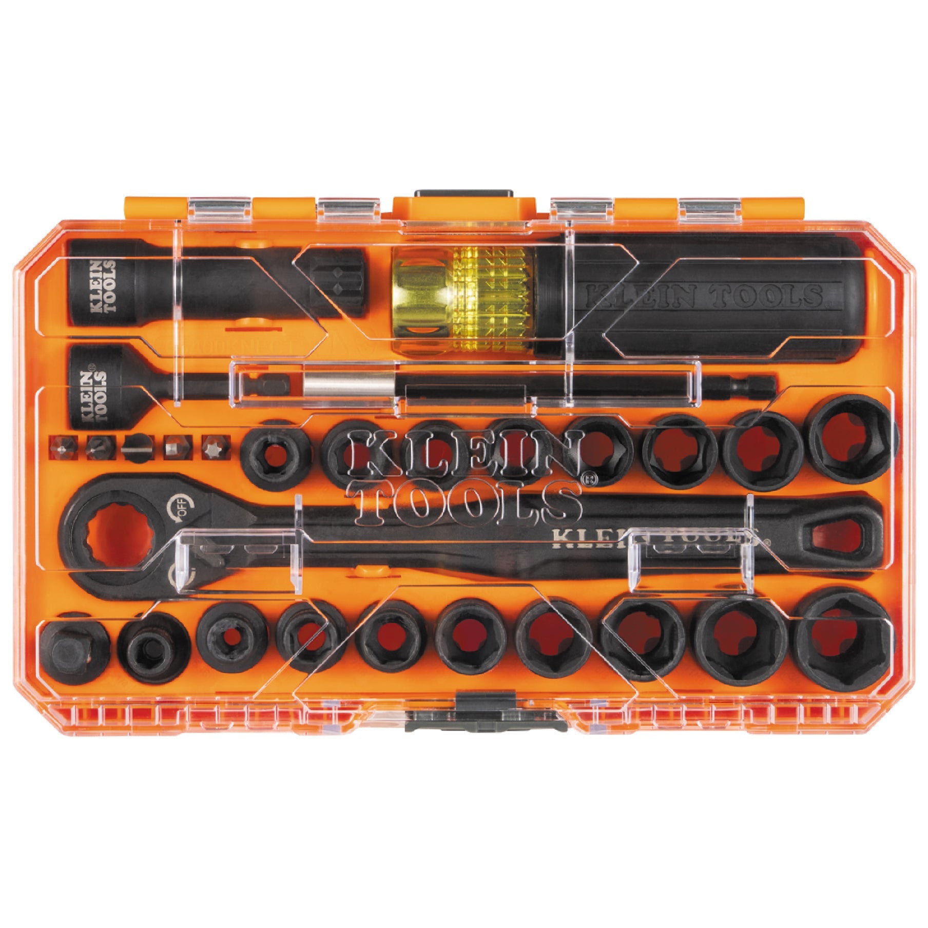 Klein Tools 65400KNECT KNECT™ Essential Pass Through Impact Socket Set, SAE, Metric, 28-Piece - Edmondson Supply