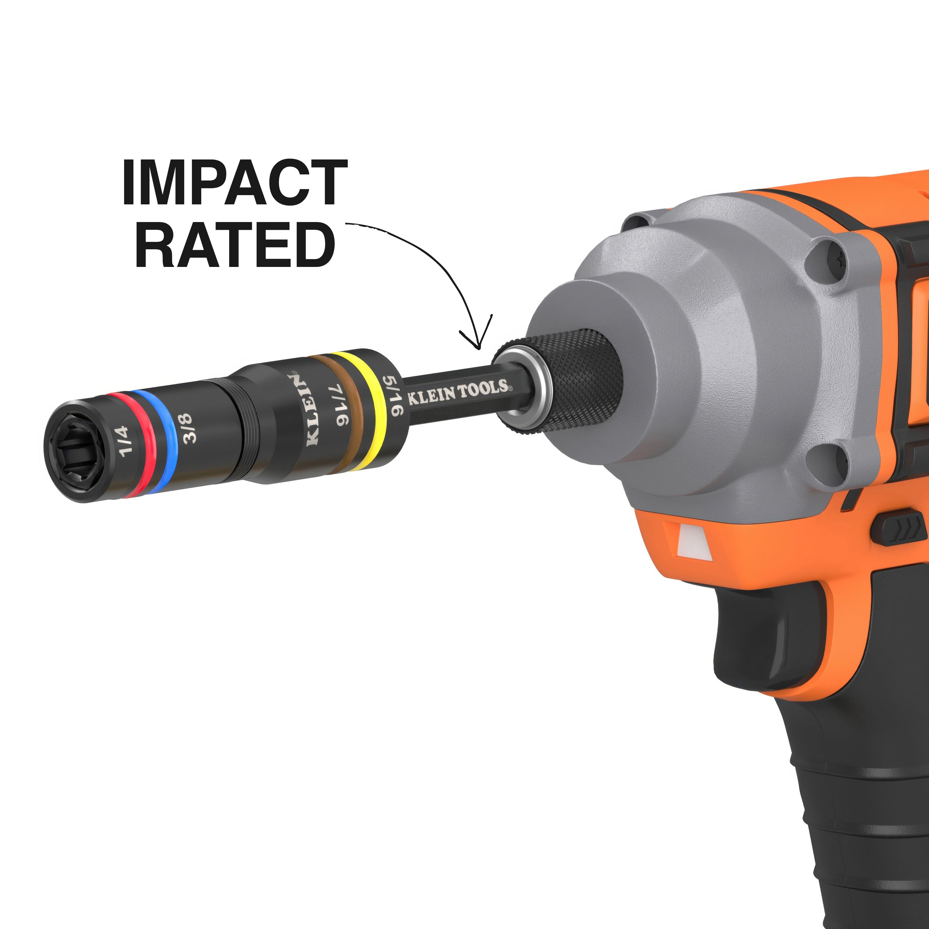 Klein Tools 654QS KNECT™ Quad-16 Heavy-Duty Impact Flip Sockets, SAE and Metric, 6-Piece - Edmondson Supply