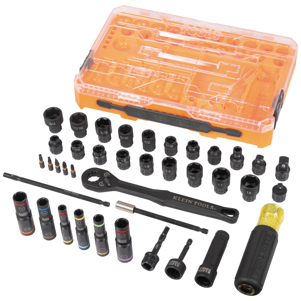 Klein Tools 65500KNECT KNECT™ Complete Impact Pass Through and Flip Socket Set, 39-Piece - Edmondson Supply