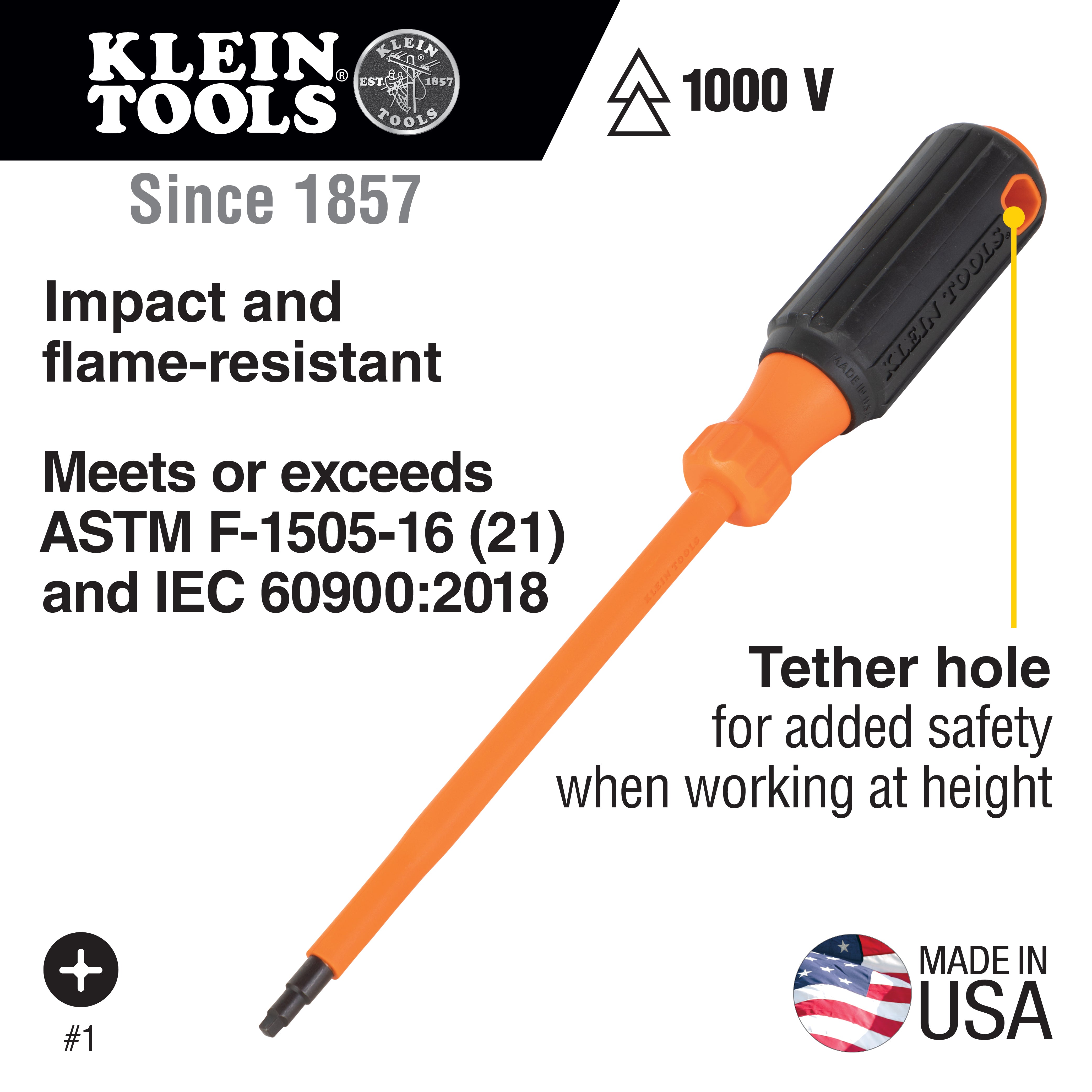 Klein Tools 6846INS Insulated Screwdriver, #2 Square, 6-Inch Round Shank - Edmondson Supply