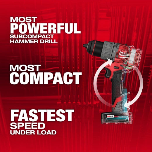 Milwaukee 3404-22 M12 FUEL™ 1/2" Hammer Drill/Driver Kit - Edmondson Supply