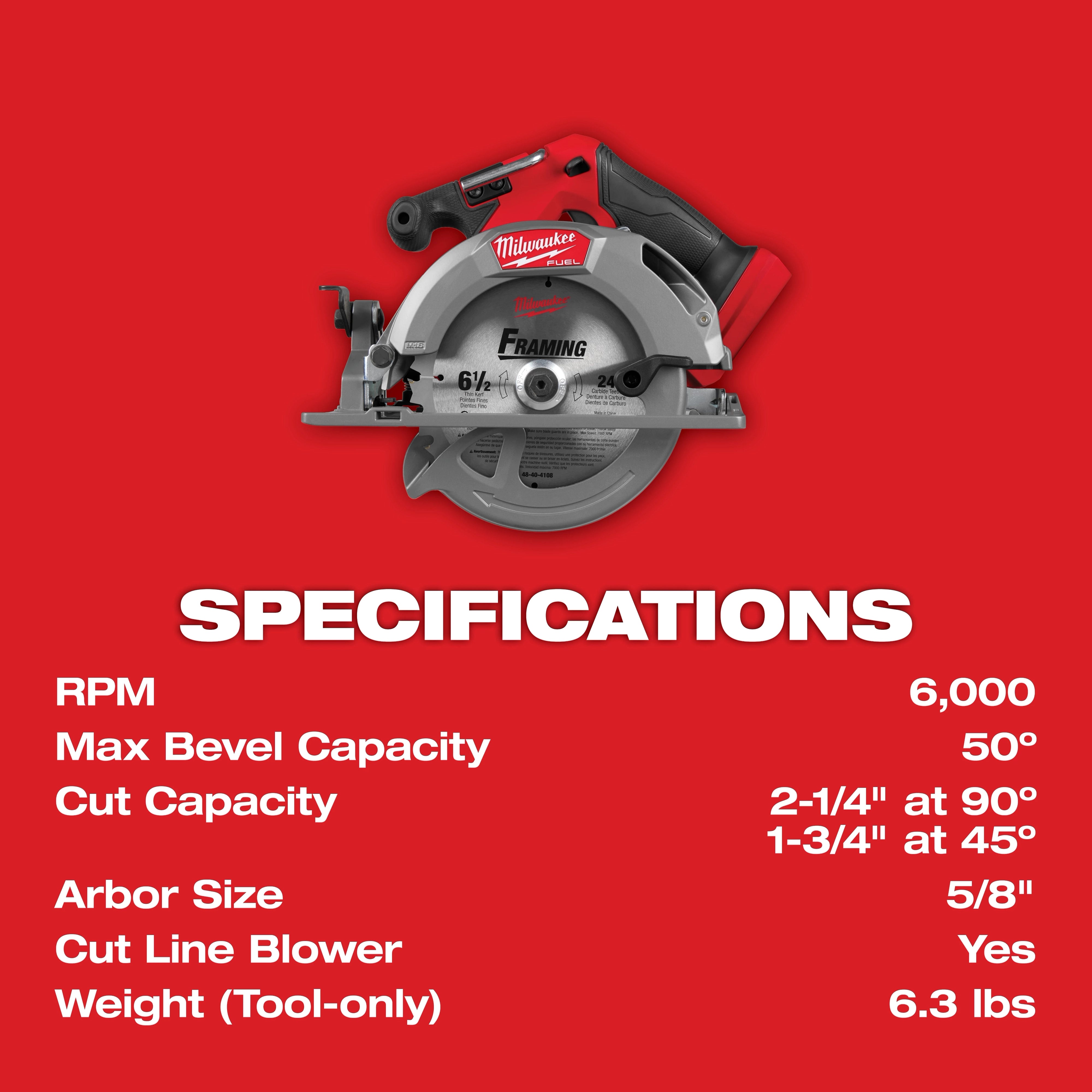 Milwaukee 2833-20 M18 FUEL™ 6-1/2" Circular Saw (Tool Only) - Edmondson Supply