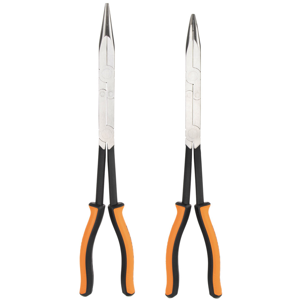 Klein Tools 71402 Long Reach Needle Nose and Bent Nose Pliers Set, 13-Inch, 2-Piece - Edmondson Supply