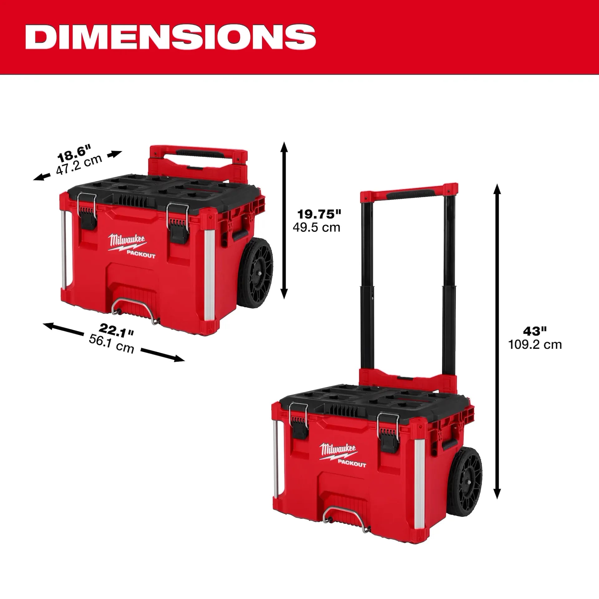 Milwaukee 48-22-8427 PACKOUT™ Rolling Tool Box - Edmondson Supply