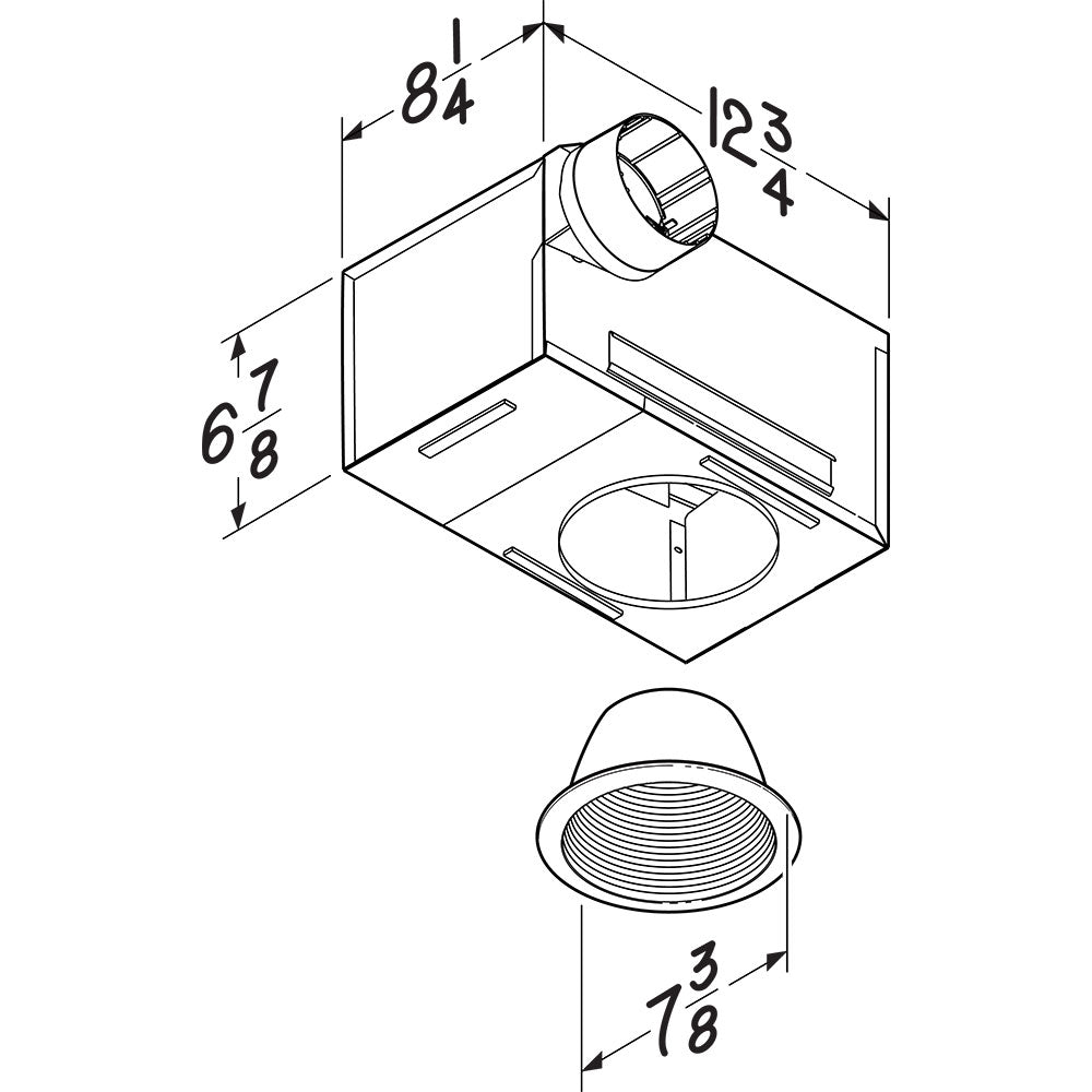 Broan NuTone® 744 Recessed Ventilation Fan Light, 70 CFM - Edmondson Supply