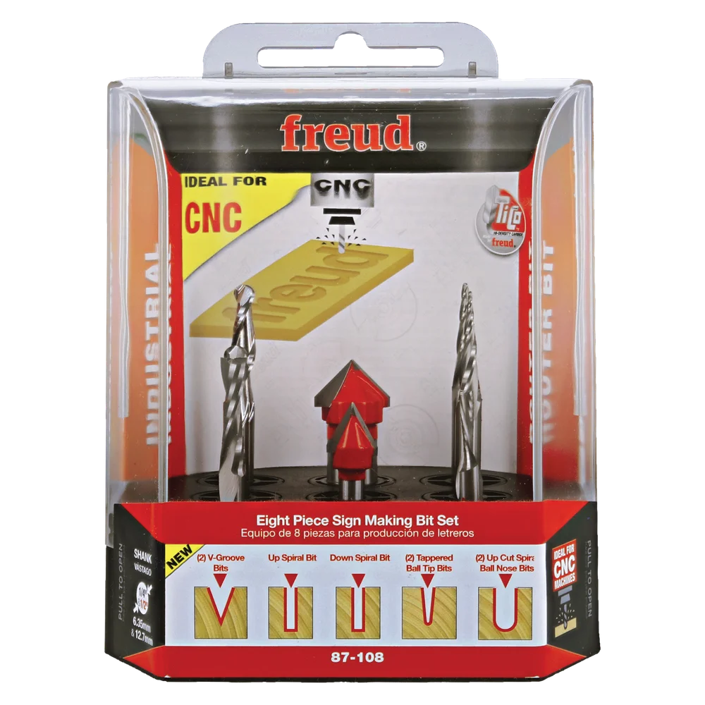 Freud 87-108 8 Piece CNC Router Bit Signmaking Set - Edmondson Supply