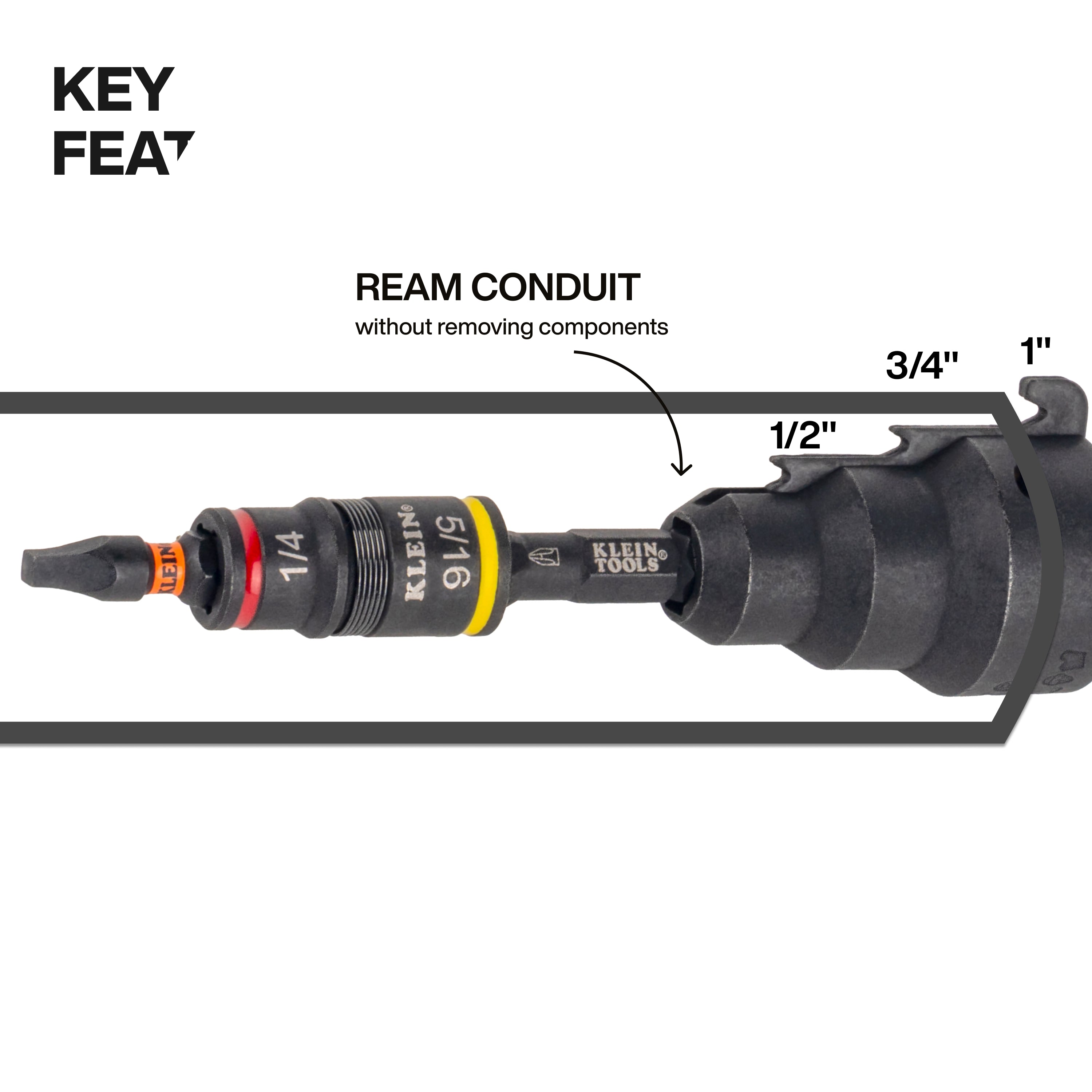 Klein Tools 85191HD Impact-Rated Flip Socket Conduit Reamer Driver - Edmondson Supply