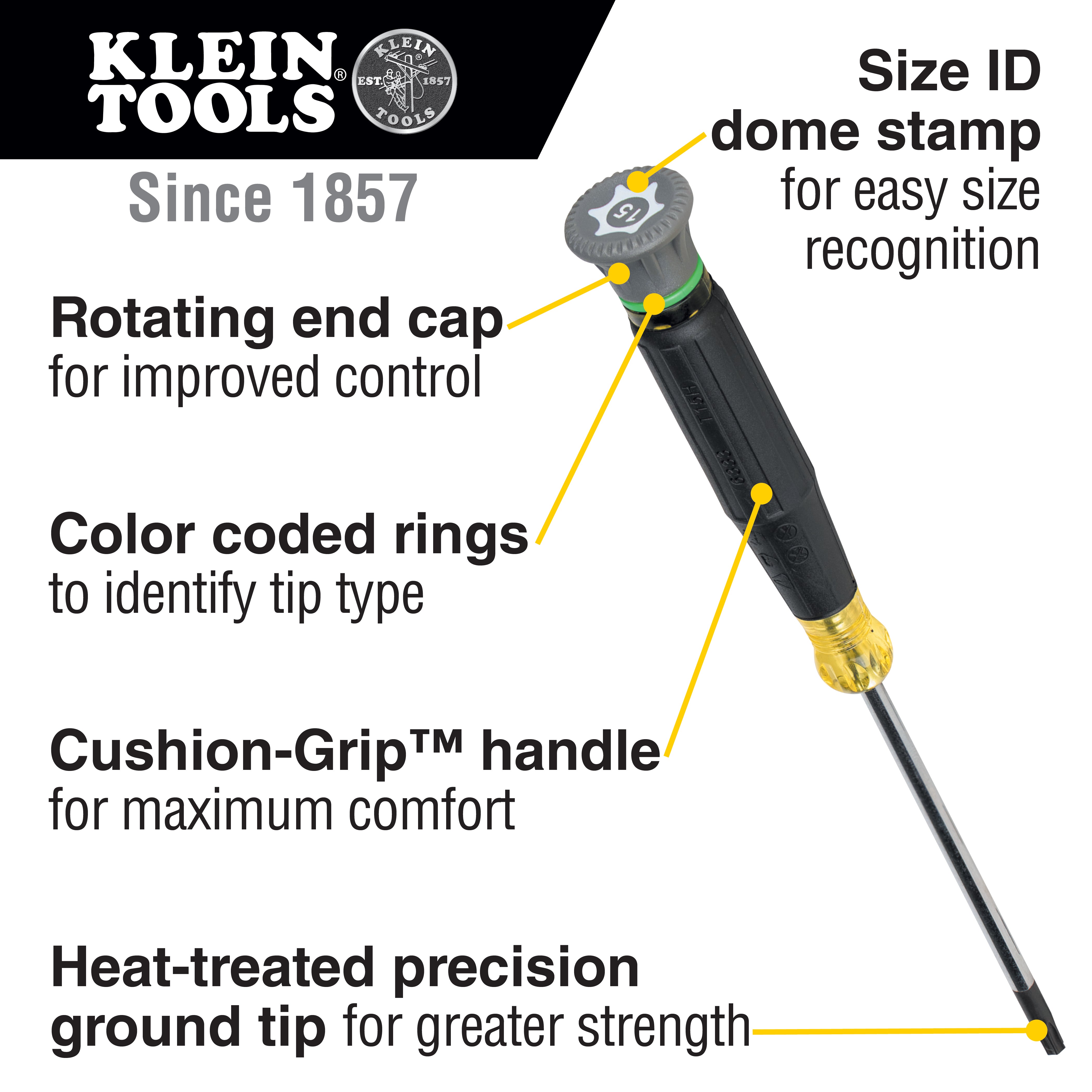 Klein Tools 6333 T15H TORX® Precision Screwdriver, 3-Inch Shank - Edmondson Supply