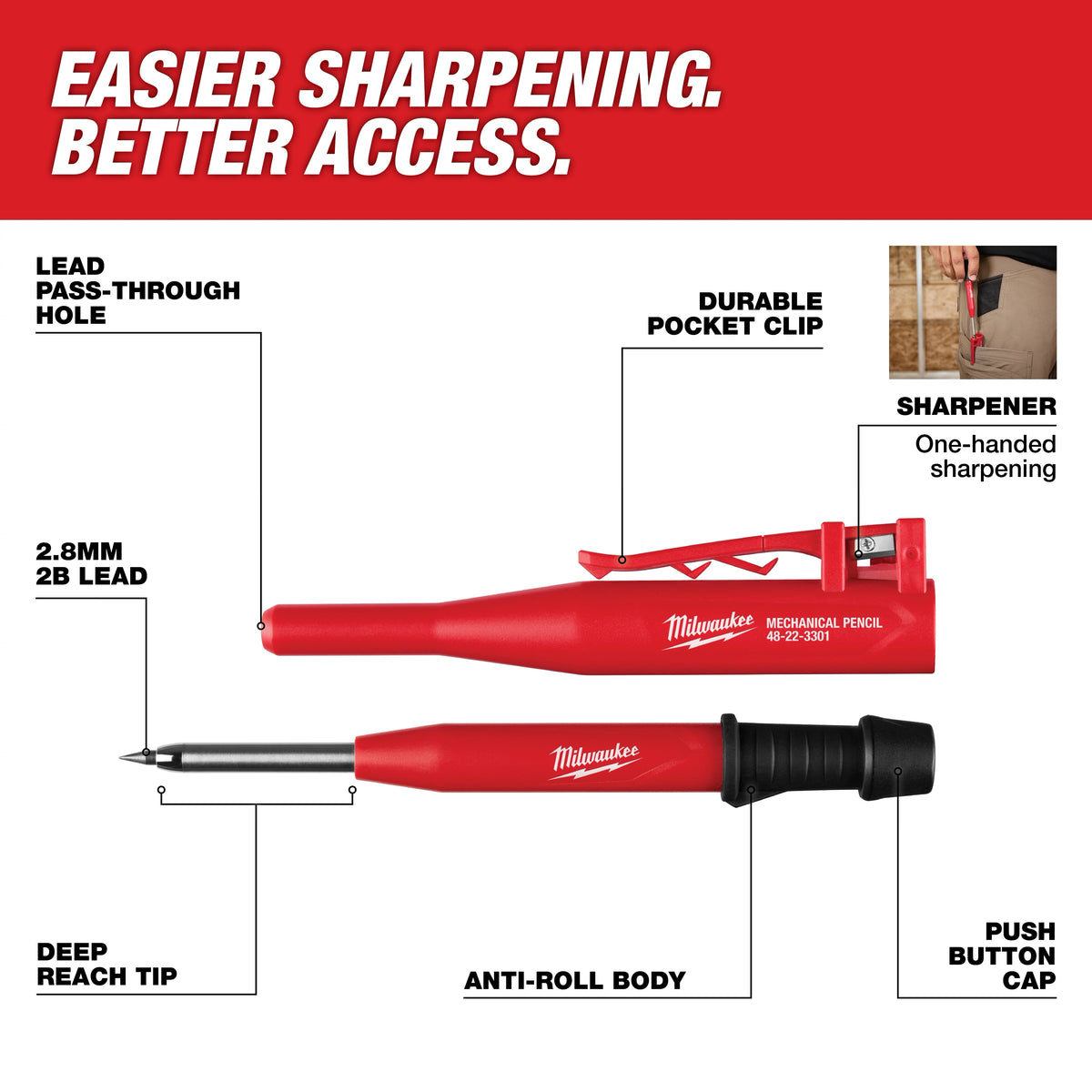 Milwaukee 48-22-3301 Mechanical Pencil with Lead Pack - Edmondson Supply