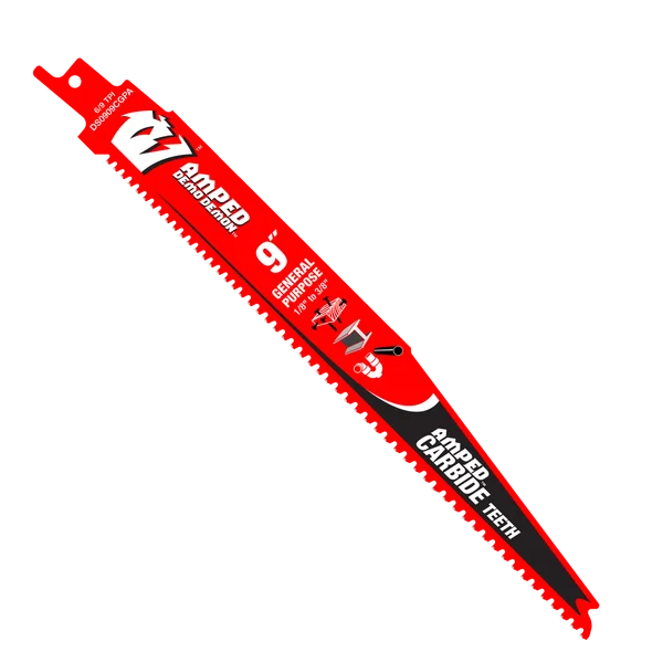Diablo Tools DS0909CGPA3 9" 6/9TPI AMPED™ Demo Demon™ Carbide Teeth Reciprocating Saw Blades for General Purpose Cuts - Edmondson Supply