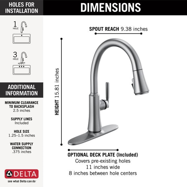 Delta CORANTO  9179-AR-DST Single Handle Pull Down Kitchen Faucet In Arctic Stainless