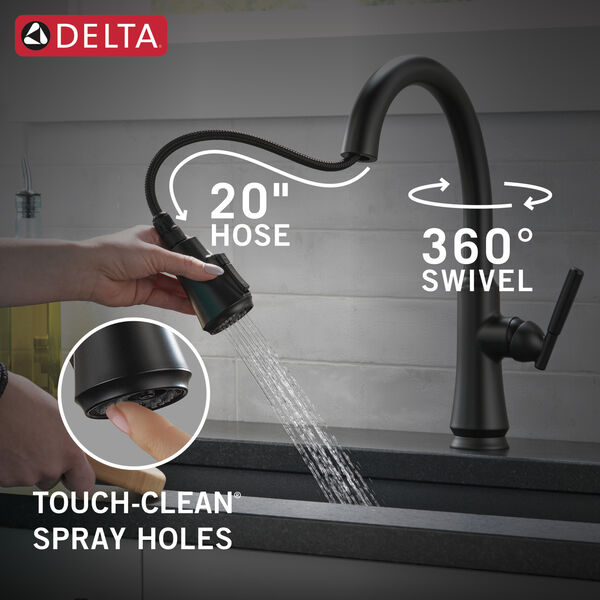 Delta CORANTO  9179-BL-DST Single Handle Pull Down Kitchen Faucet In Matte Black