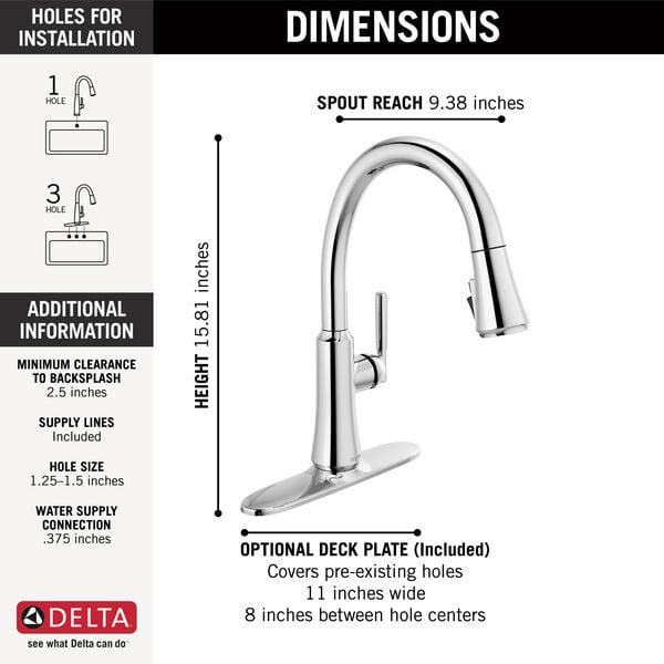 Delta CORANTO  9179-DST Single Handle Pull Down Kitchen Faucet In Chrome