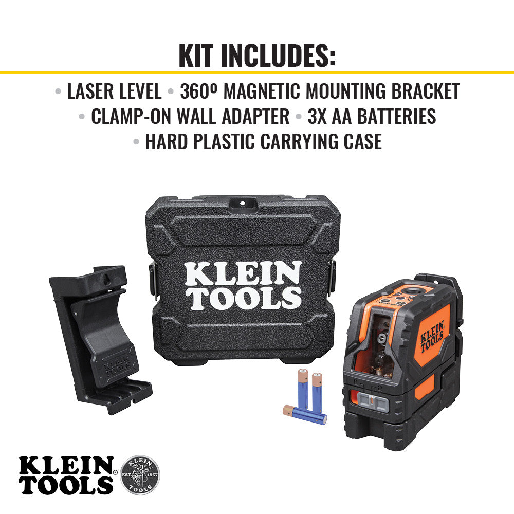 Klein Tools 93LCLS Laser Level, Self-Leveling Red Cross-Line Level and Red Plumb Spot - Edmondson Supply