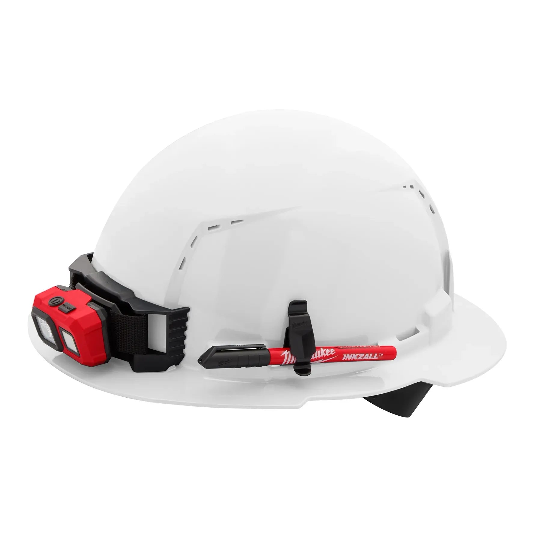 Milwaukee 48-73-1201 BOLT™ Full Brim Hard Hat w/4pt Ratcheting Suspension (White- Vented Class C) - Edmondson Supply