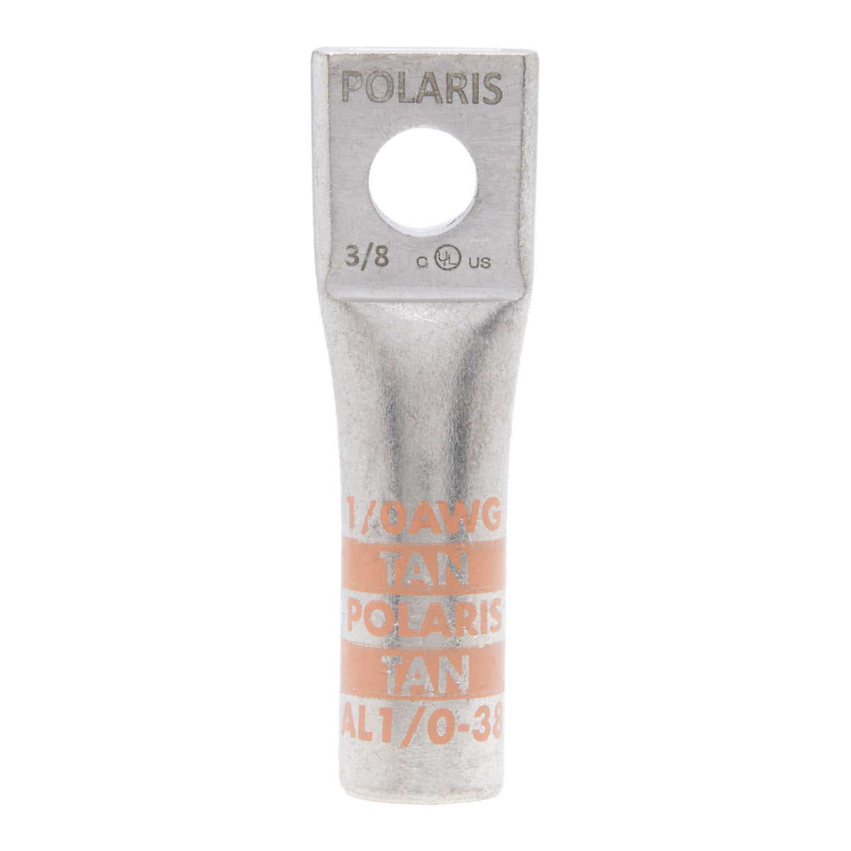 NSI AL1/0-38 Single-Hole Aluminum Barrel Compression Lug, 1/0 AWG, 3/8” Mount, AL/CU - Edmondson Supply