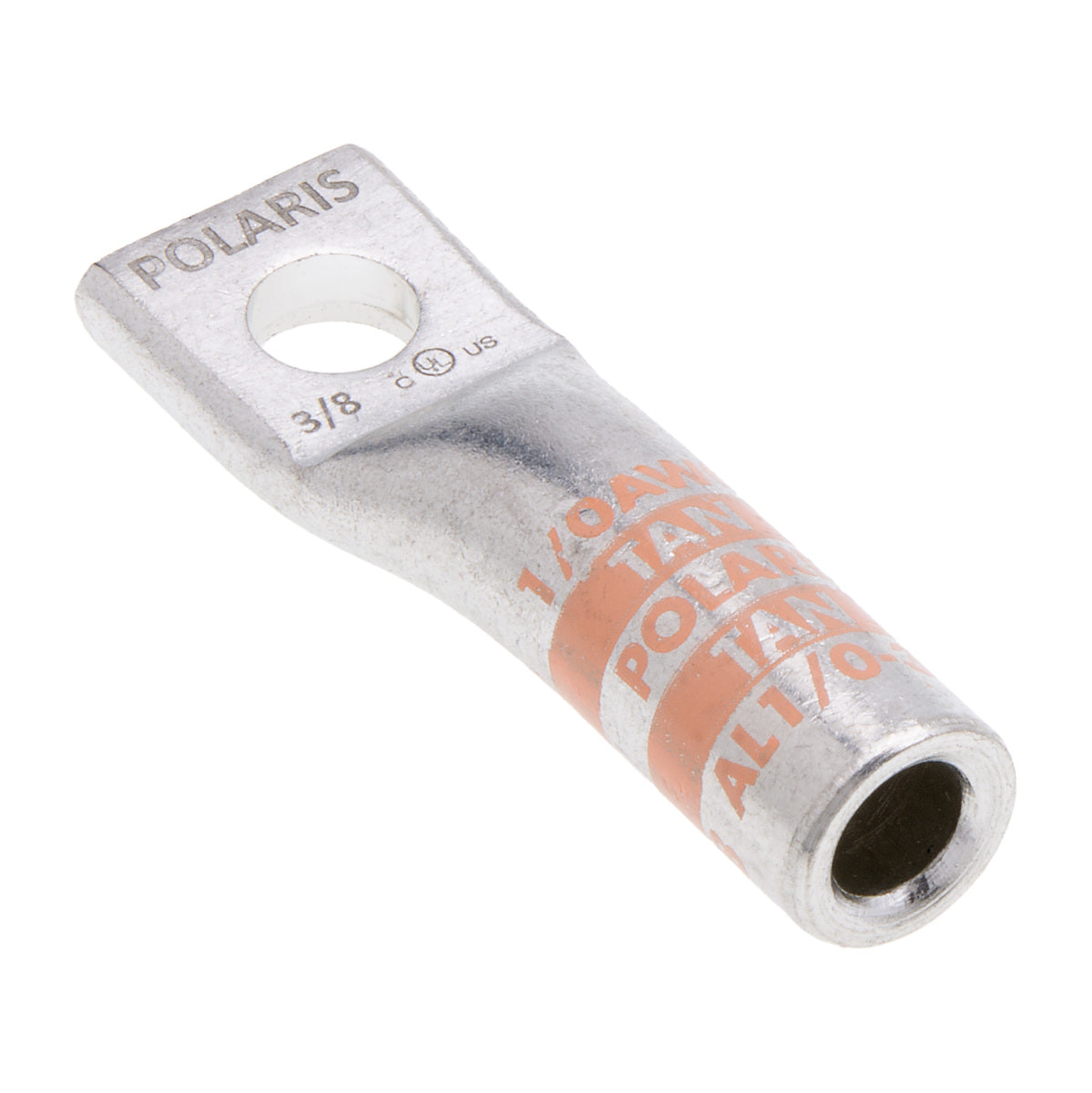 NSI AL1/0-38 Single-Hole Aluminum Barrel Compression Lug, 1/0 AWG, 3/8” Mount, AL/CU - Edmondson Supply
