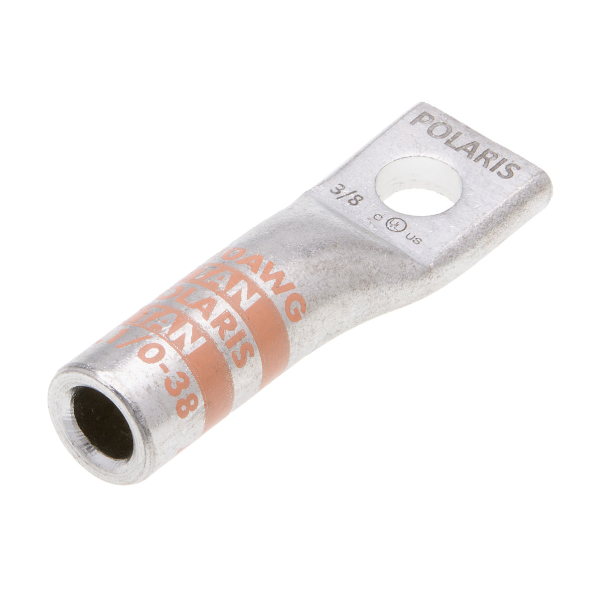 NSI AL1/0-38 Single-Hole Aluminum Barrel Compression Lug, 1/0 AWG, 3/8” Mount, AL/CU - Edmondson Supply