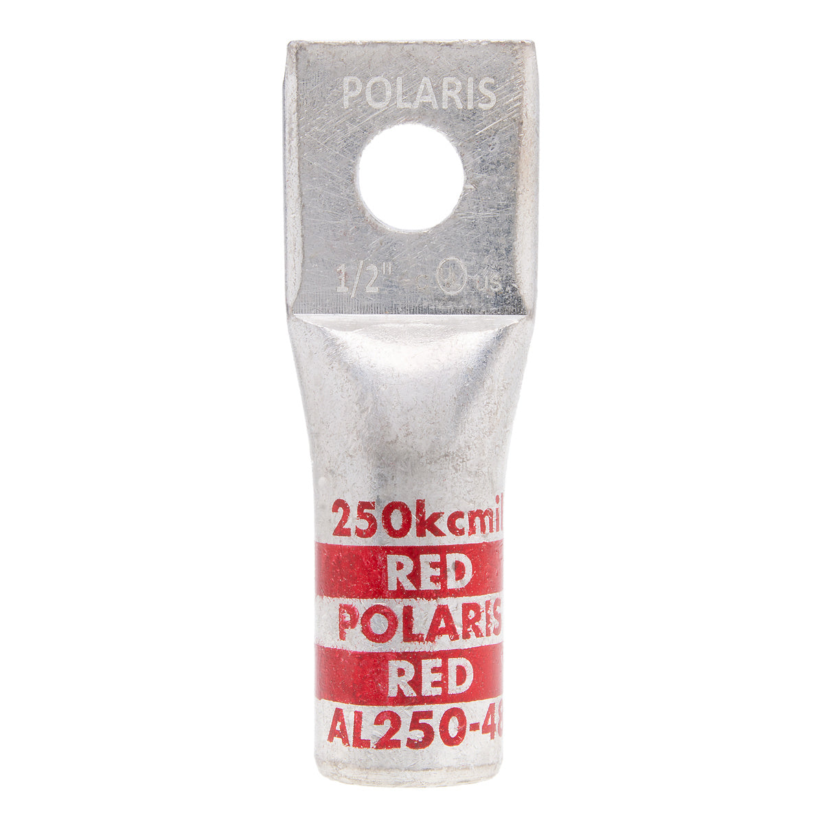 NSI AL250-48 Single-Hole Aluminum Barrel Compression Lug, 250 MCM, 1/2” Mount, AL/CU - Edmondson Supply