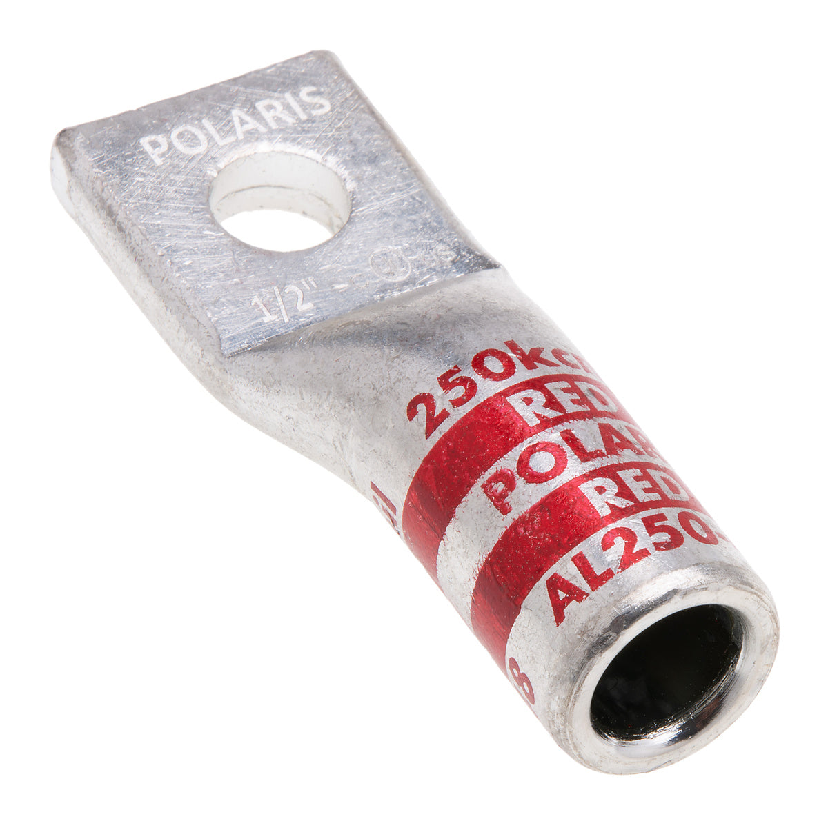 NSI AL250-48 Single-Hole Aluminum Barrel Compression Lug, 250 MCM, 1/2” Mount, AL/CU - Edmondson Supply