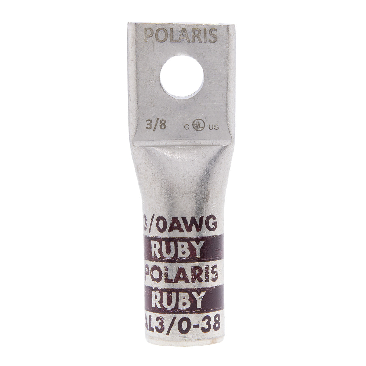 NSI AL3/0-38 Single-Hole Aluminum Barrel Compression Lug, 3/0 AWG, 3/8” Mount, AL/CU - Edmondson Supply