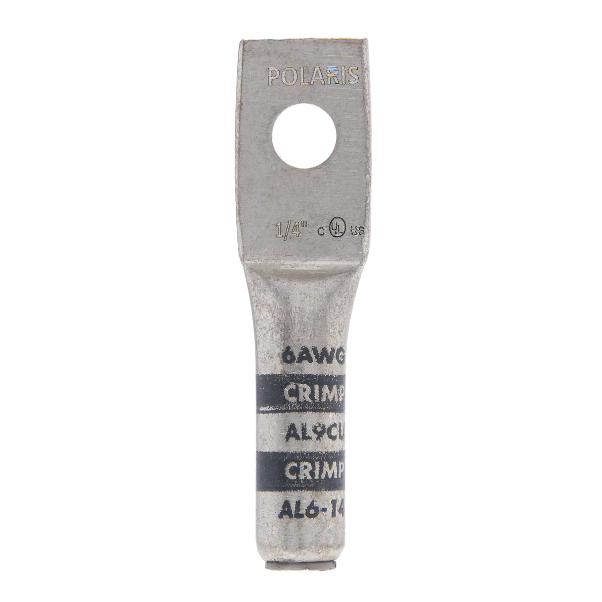 NSI AL6-14 Single-Hole Aluminum Barrel Compression Lug, 6 AWG, 1/4” Mount, AL/CU - Edmondson Supply
