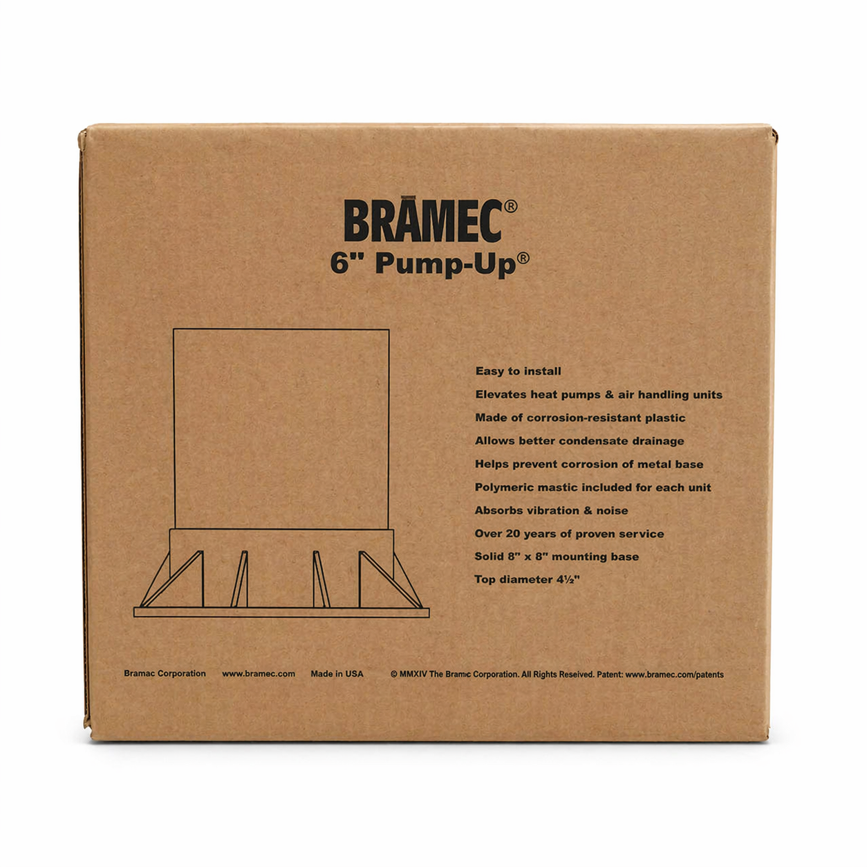 Bramec 4008 6" Gray Pump-Up® Heat Pump Riser (4 Pack) - Edmondson Supply